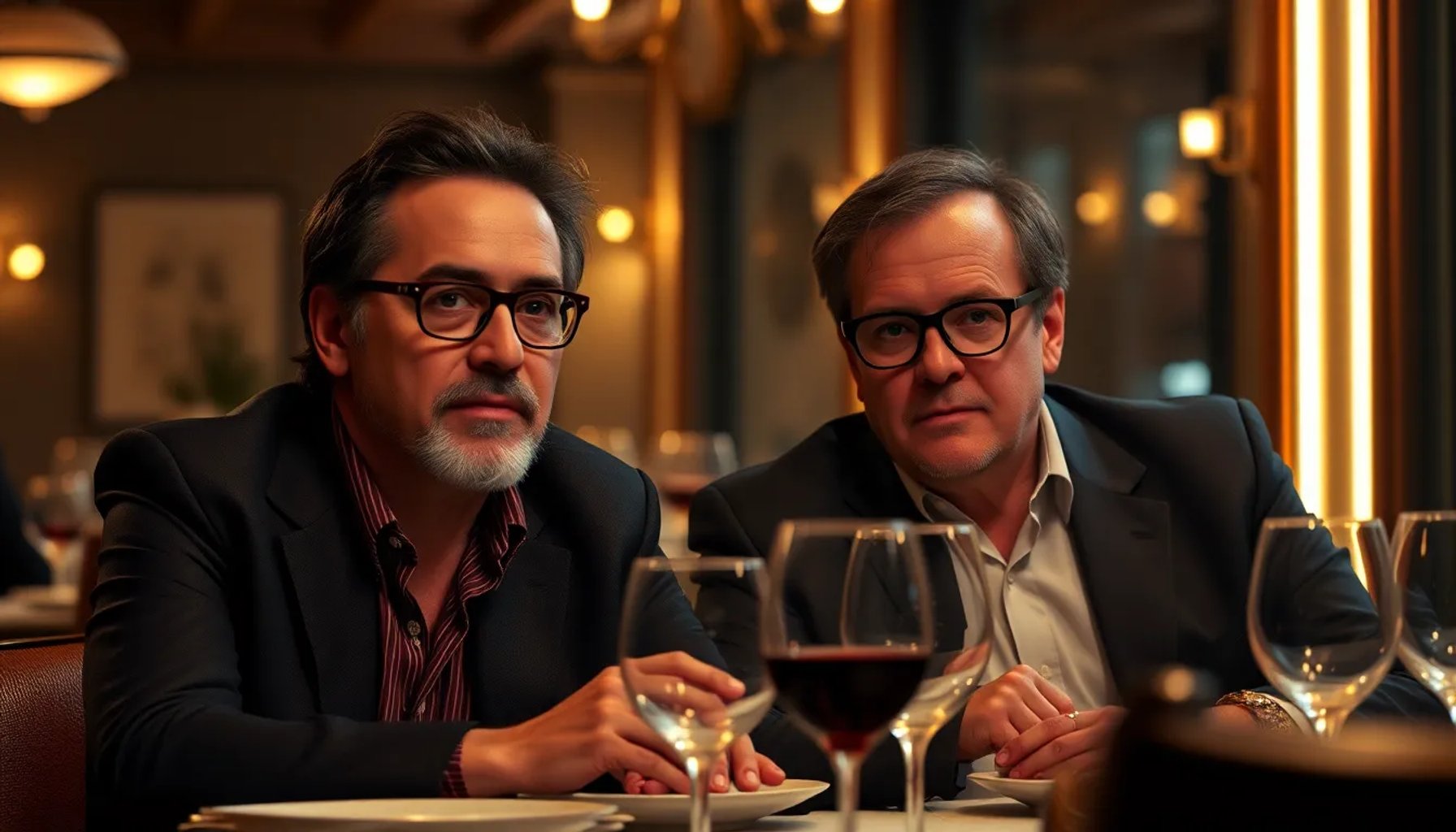 Álex de la Iglesia y Quentin Tarantino compartiendo mesa en una cena informal