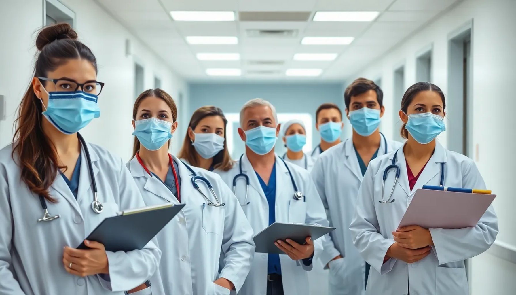 Anestesiólogos del Hospital 12 de Octubre reunidos en la sala de guardia, discutiendo la suspensión de horas extras