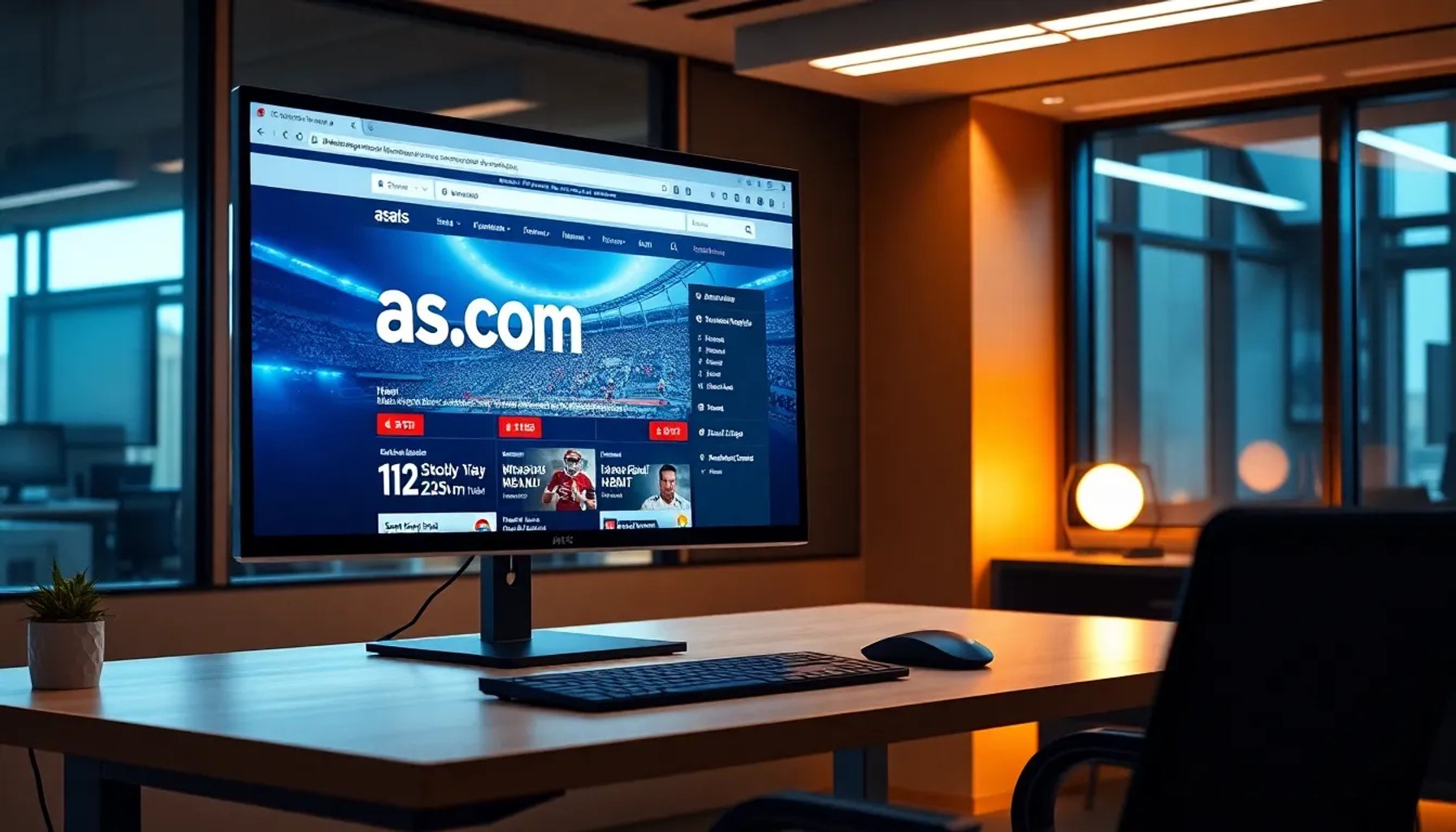 Pantalla de computadora mostrando la página principal de as.com con noticias deportivas en tiempo real