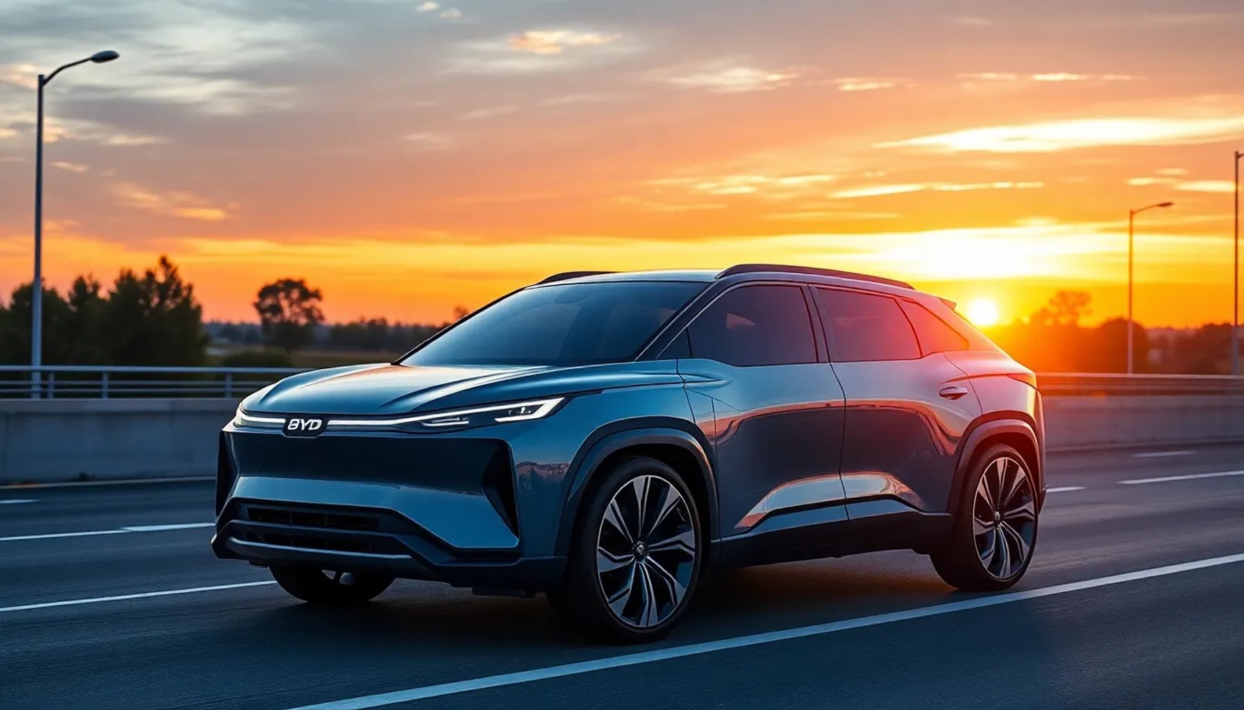 SUV eléctrico de BYD con autonomía de 1.000 km estacionado en una carretera