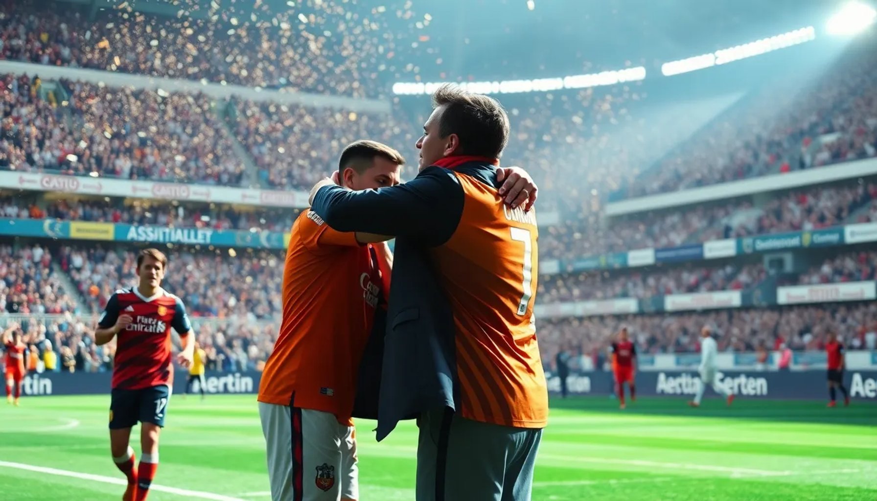 Claudio Barragán celebra el ascenso del equipo con los jugadores y la afición en el estadio