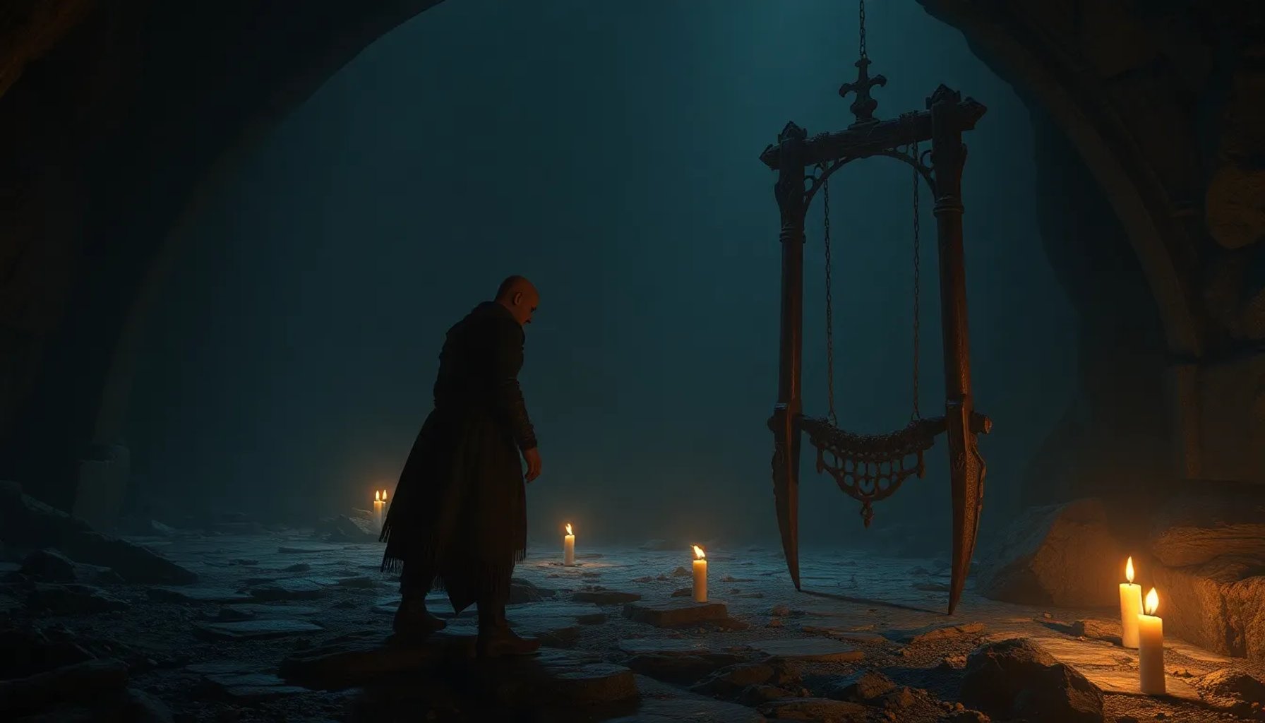 Imagen del personaje de Elden Ring descubriendo una guillotina oculta, referencia a Dark Souls 3