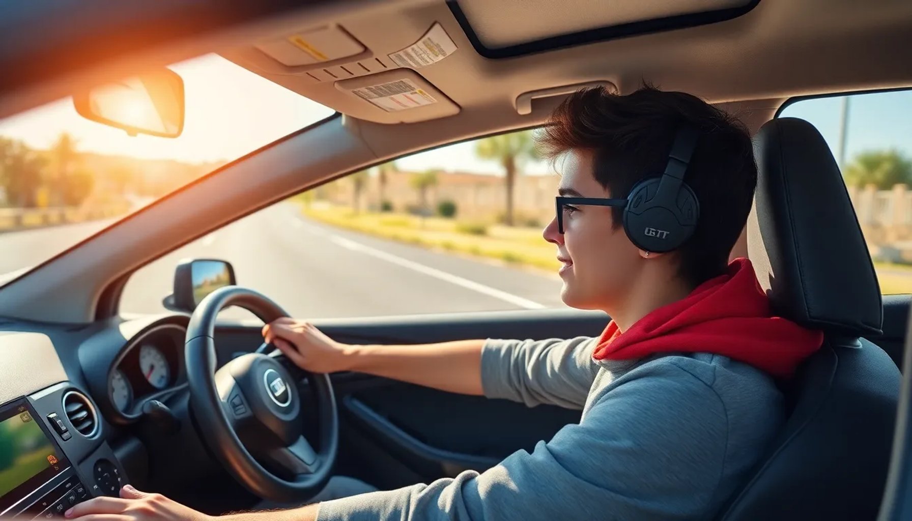 Joven conduciendo un coche bajo el nuevo permiso B de la DGT