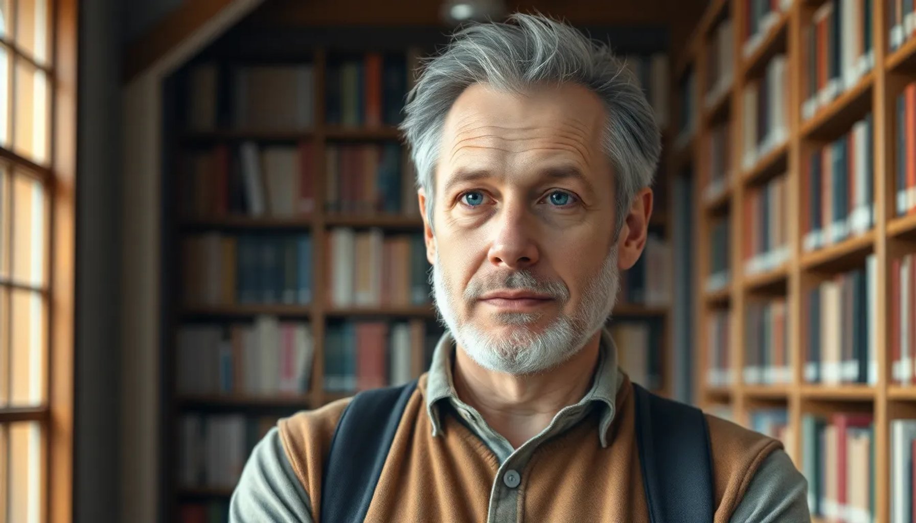 Retrato de Edward Dolnick, escritor, reflexionando sobre la evolución humana