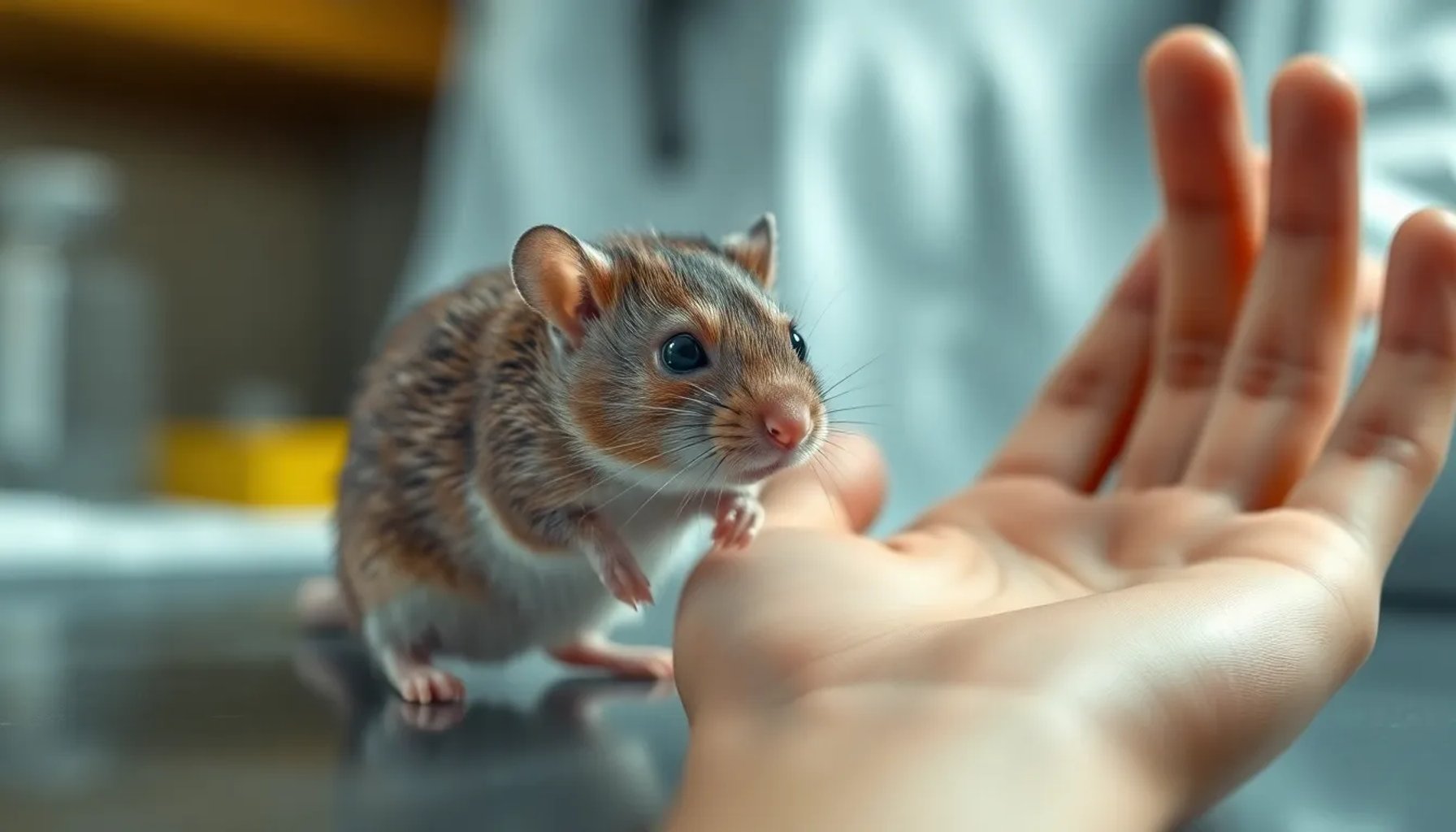 Ilustración de un roedor portador de hantavirus y una representación de la cadena de transmisión zoonótica