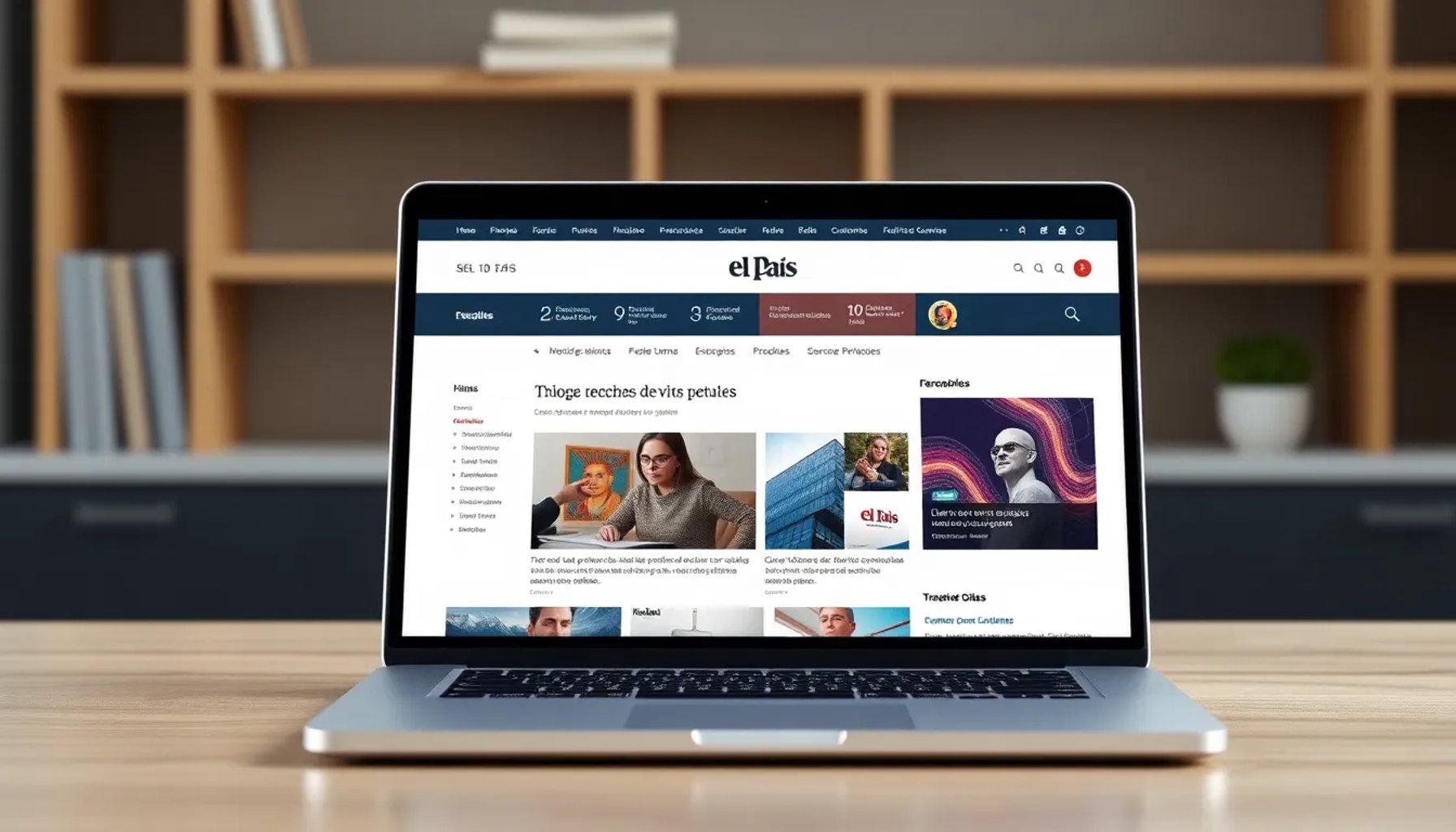 Portada del sitio web de El País con diseño moderno y secciones destacadas