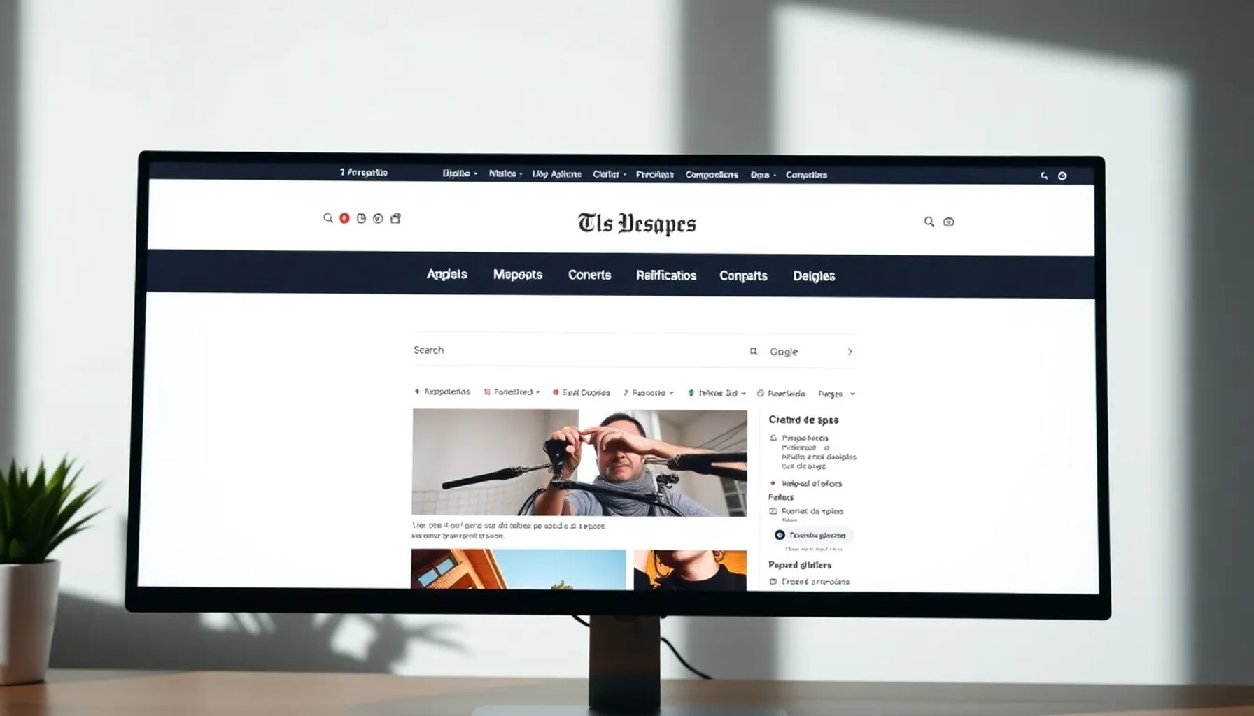Pantalla de ordenador mostrando la nueva página de inicio de elpais.com con diseño minimalista y barra de búsqueda destacada