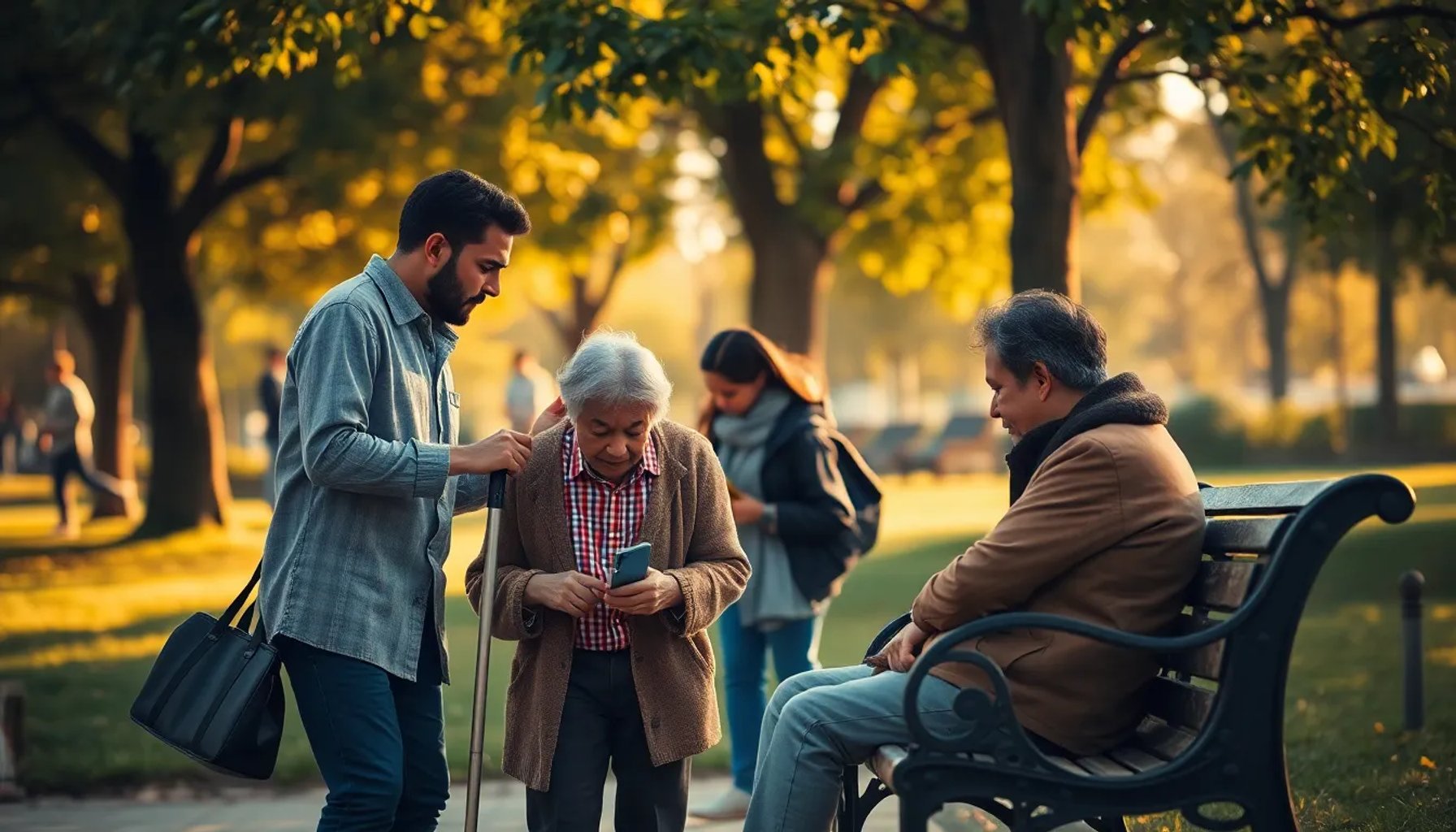 Persona sonriendo mientras ayuda a otra, simbolizando la felicidad según un proverbio chino