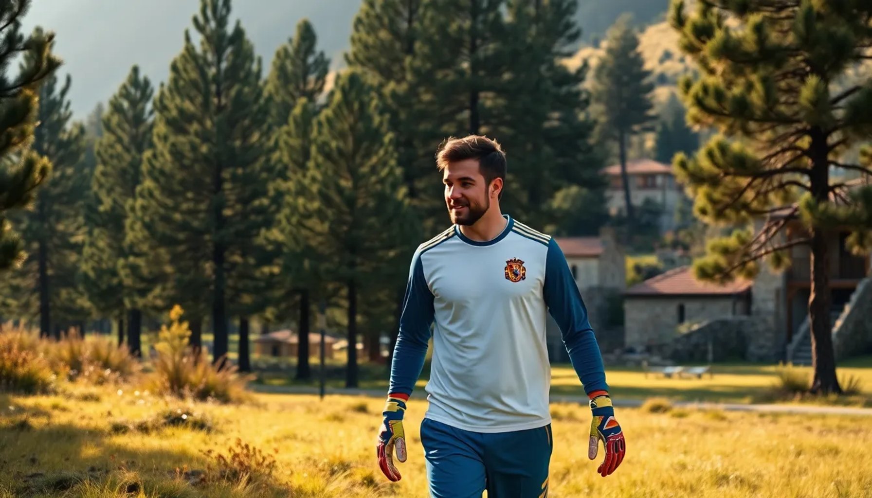 Iker Casillas caminando entre los pinos de la Sierra de Gredos, con el pueblo de 200 habitantes al fondo