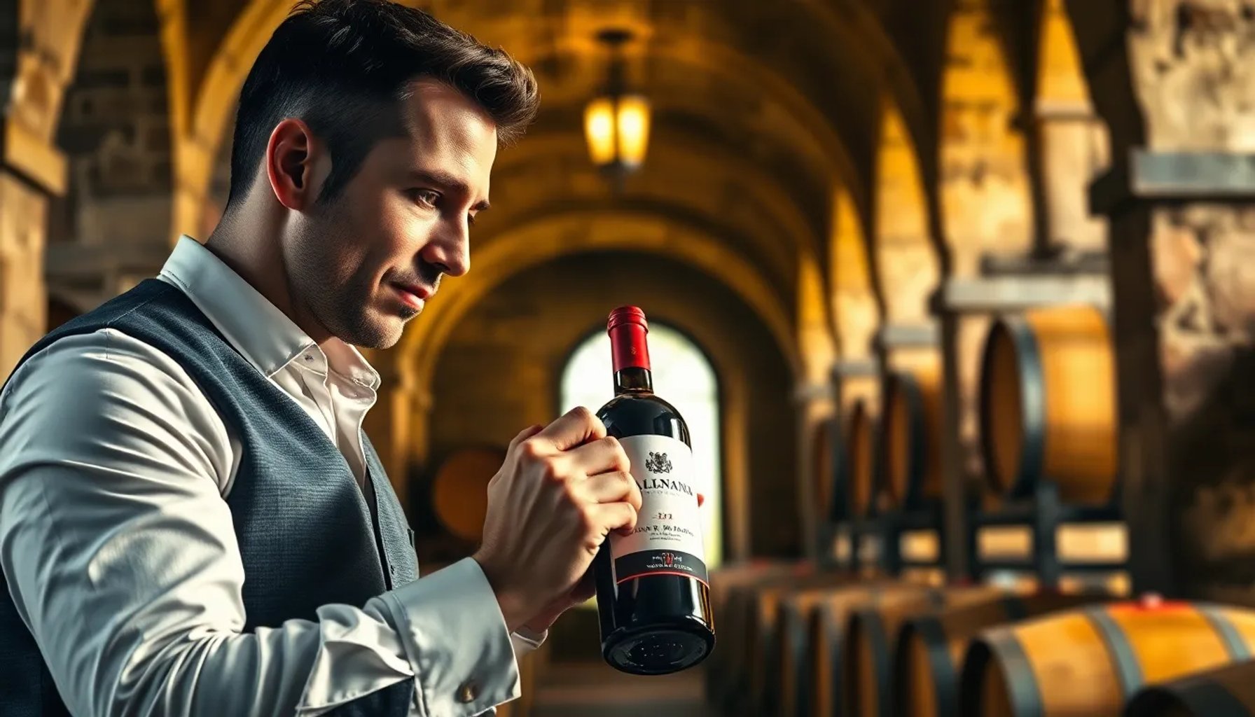 Roca Rey descorchando una botella de vino tinto de 550 euros en una elegante bodega de Salamanca