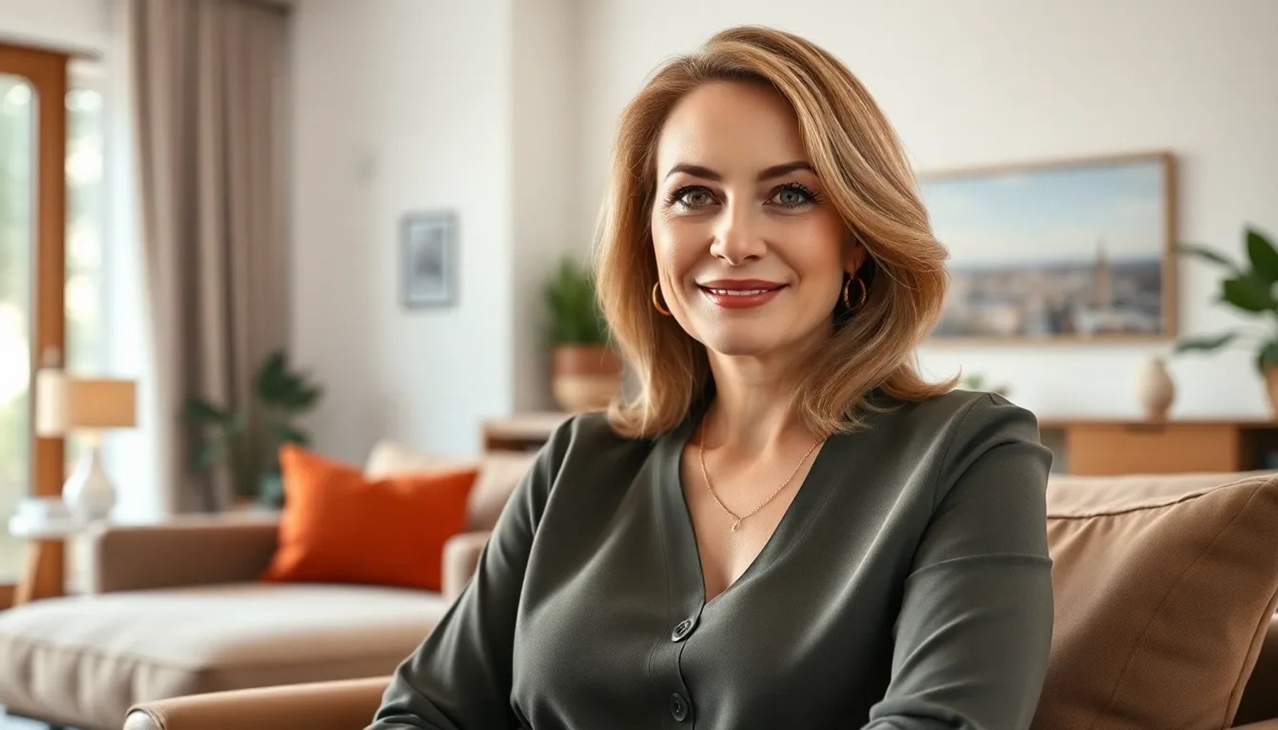 Luisa Tejonero sonríe mientras habla en una entrevista íntima en su salón