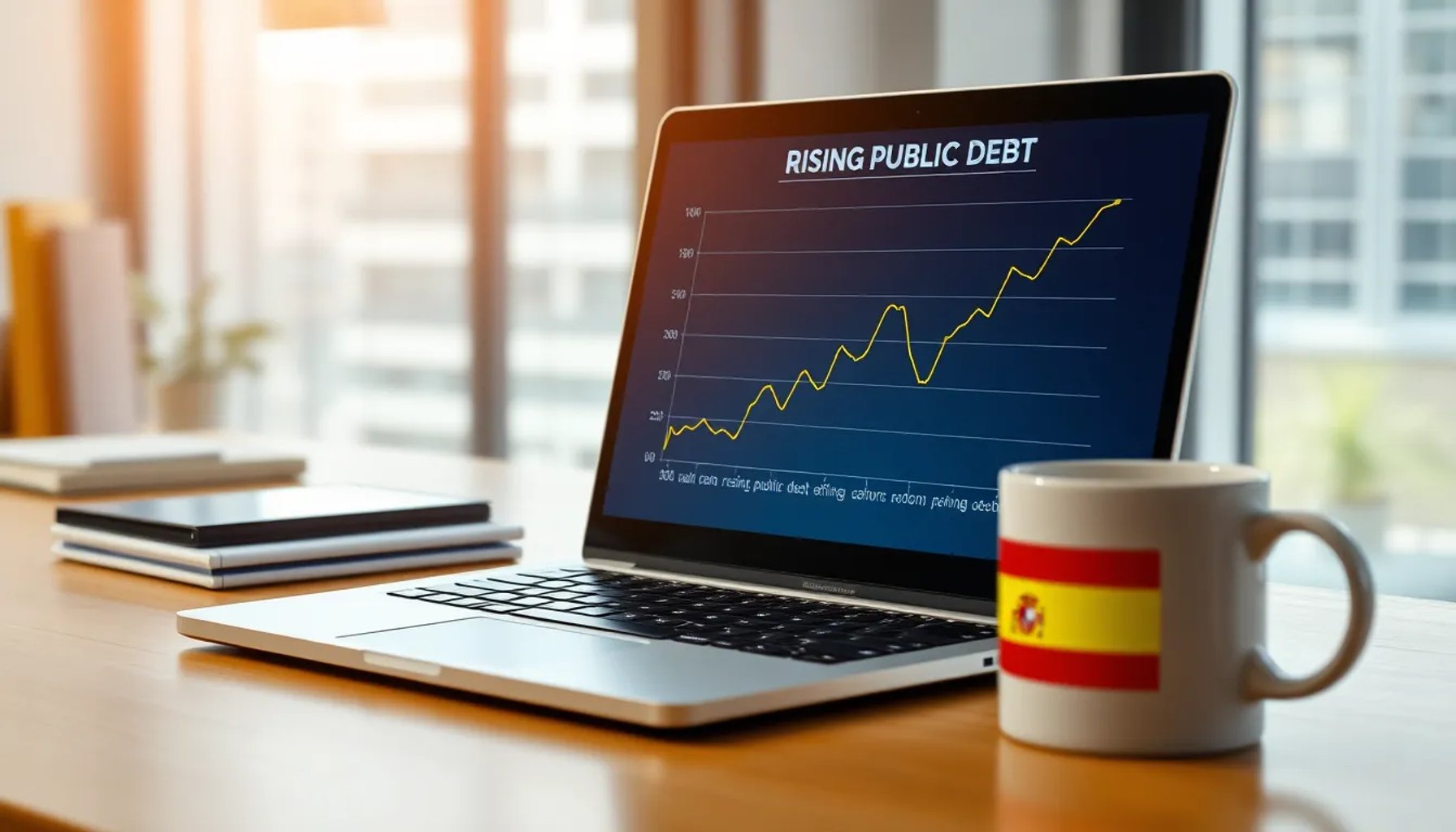 Gráfica que muestra el crecimiento de la deuda pública española desde 2008