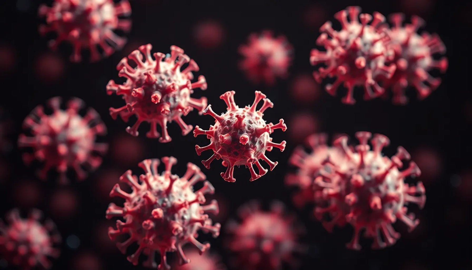 Microscopio mostrando partículas de hantavirus sobre una lámina de vidrio