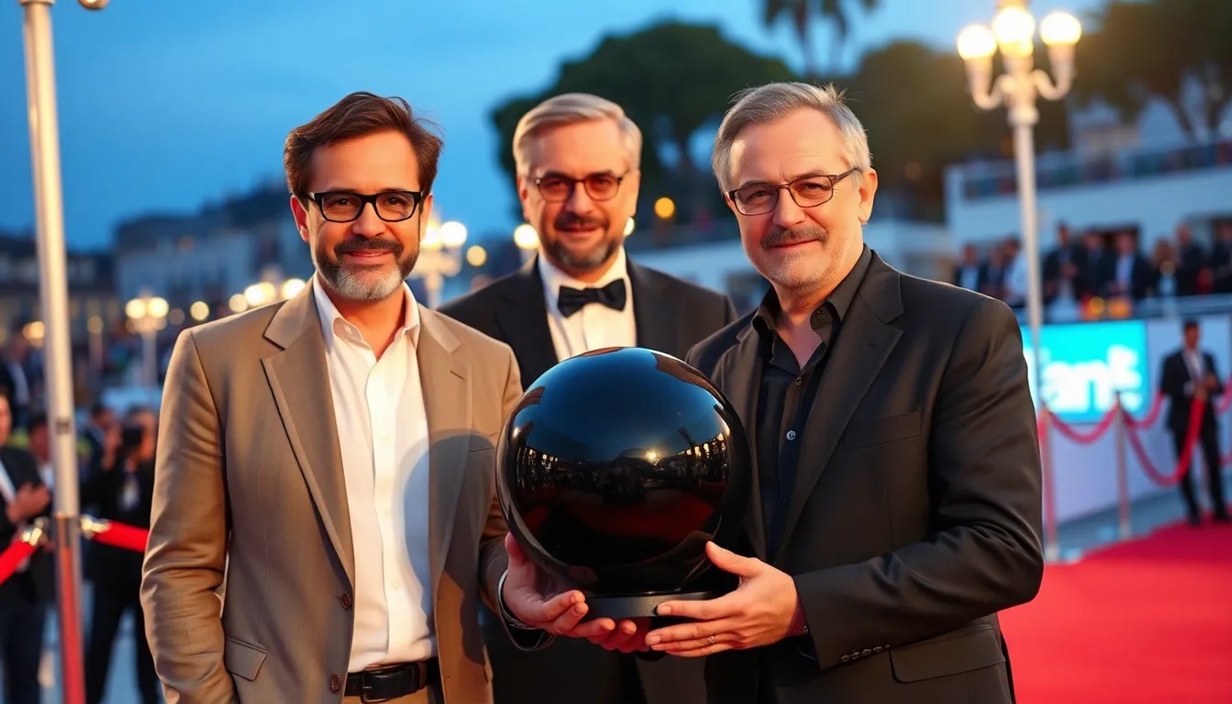 Javier Calvo y Javier Ambrossi recibiendo el premio a Mejor Dirección en Cannes 2026 por 'La bola negra'
