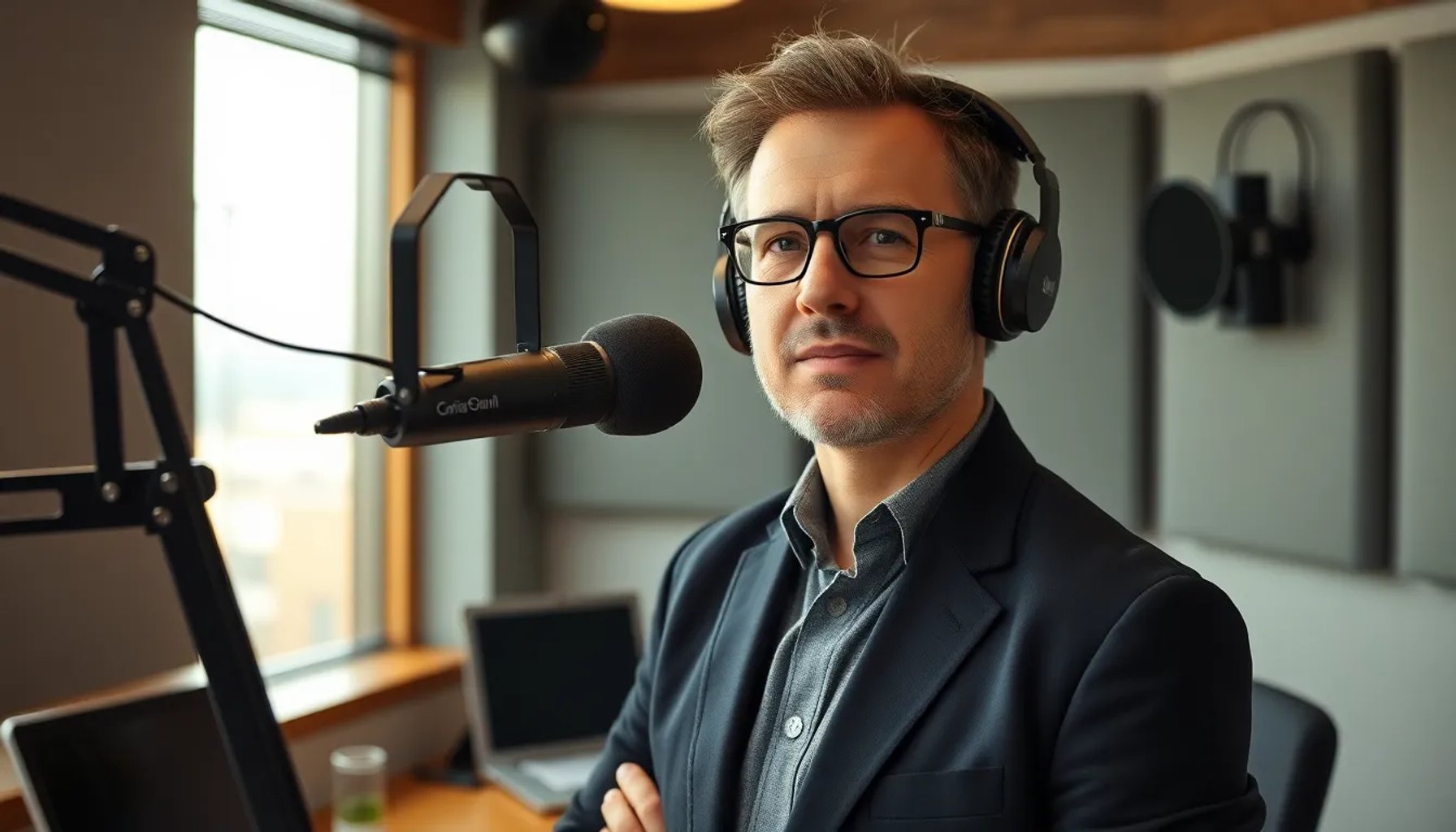 Àngels Barceló en el estudio de la Cadena SER, mirando al micrófono