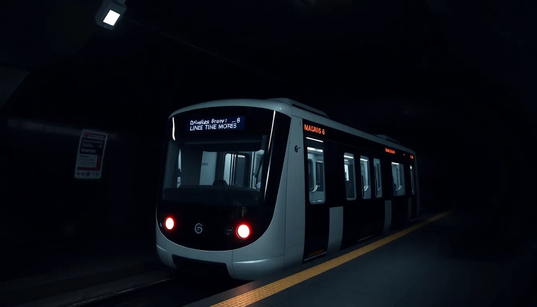 Tren sin conductor de la línea 6 de Metro de Madrid circulando en un túnel durante pruebas automatizadas
