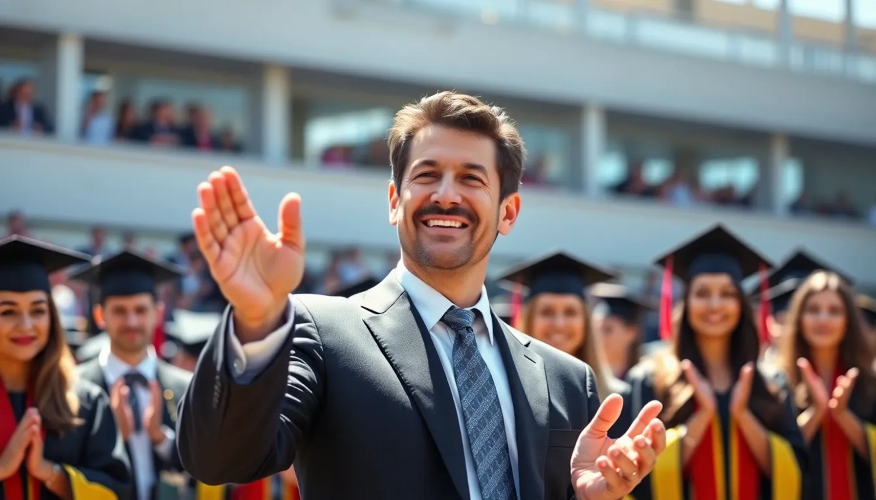 Luis Figo aplaudiendo en la graduación de su hija, ahora doctora, en Pamplona