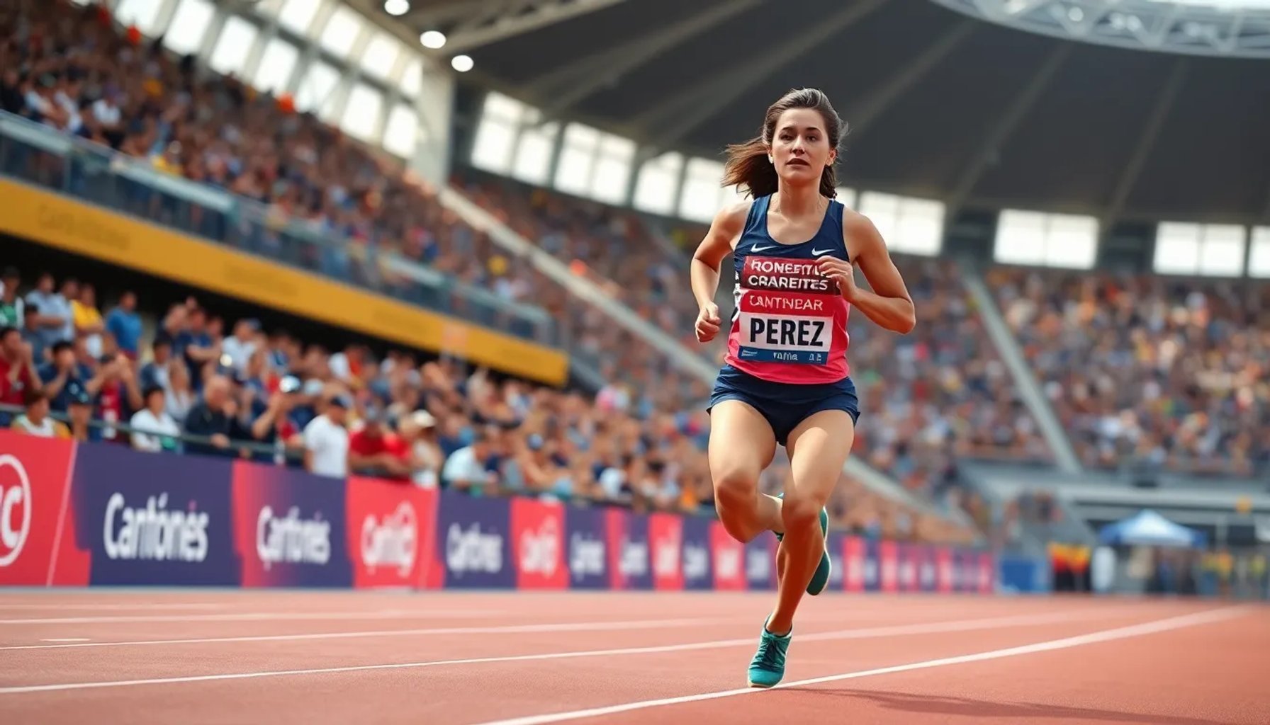 María Pérez compitiendo en el GP Cantones de La Coruña, liderando a la élite mundial de marcha