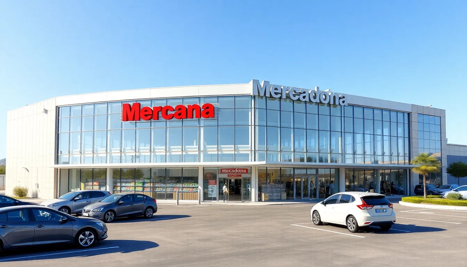 Fachada de la nueva tienda Mercadona de 4.000 m² en Cabo de Palos, Murcia