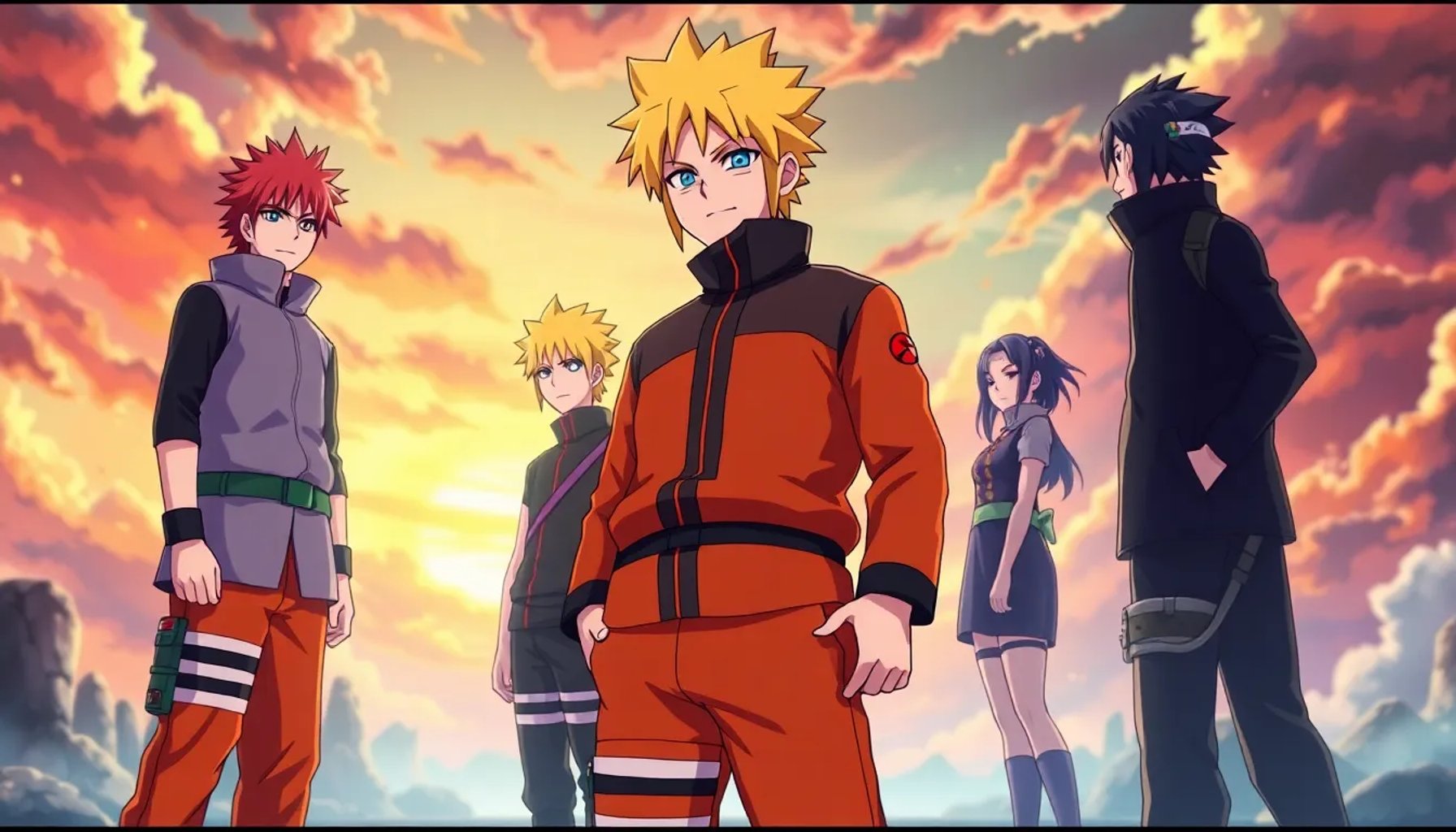 Imagen hero del anime Naruto resucitado en la nueva plataforma de streaming, con Naruto y sus compañeros en pose heroica