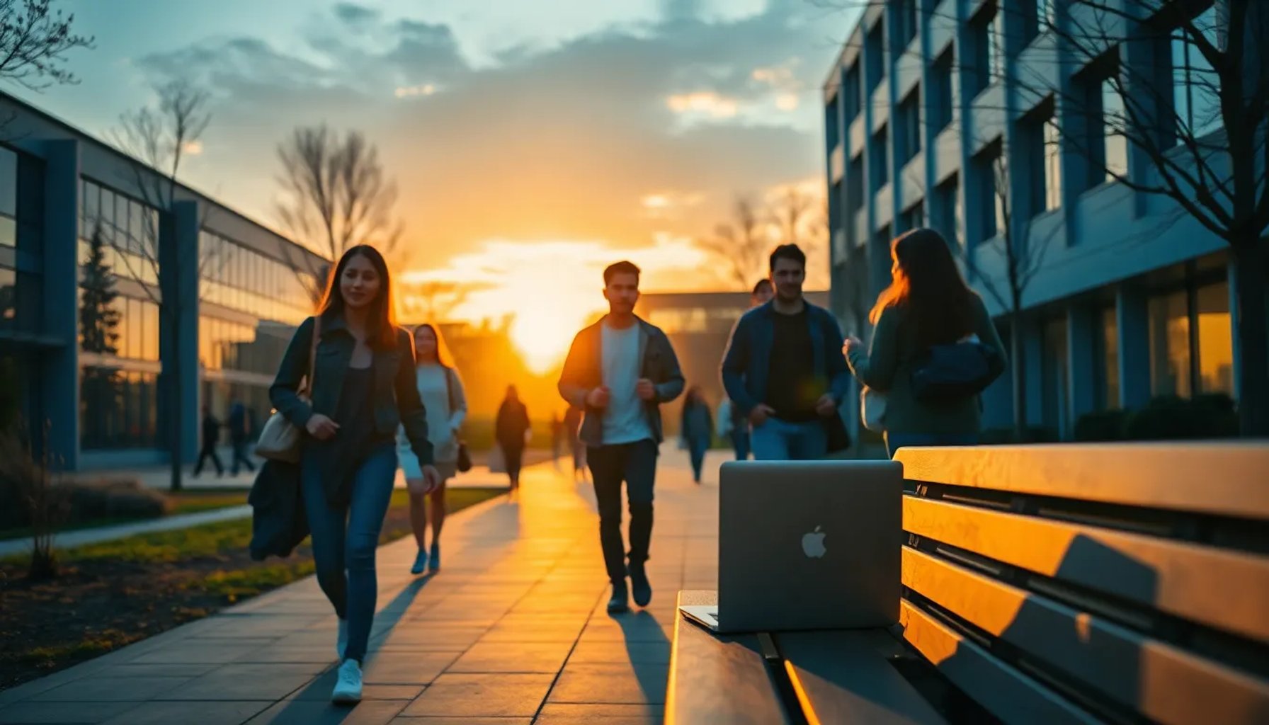 Imagen promocional de la serie Off Campus mostrando a los protagonistas en el campus universitario