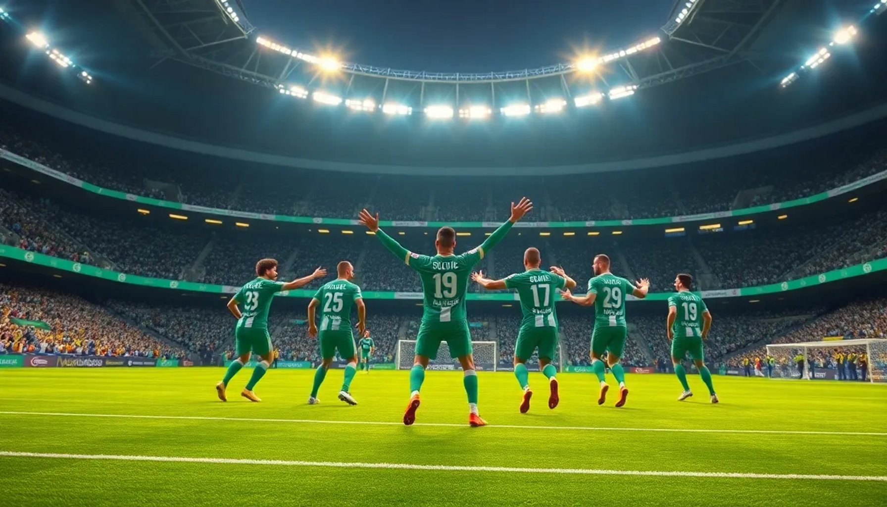 Jugadores de Palmeiras celebran su cuarto gol contra Jacuipense en el estadio