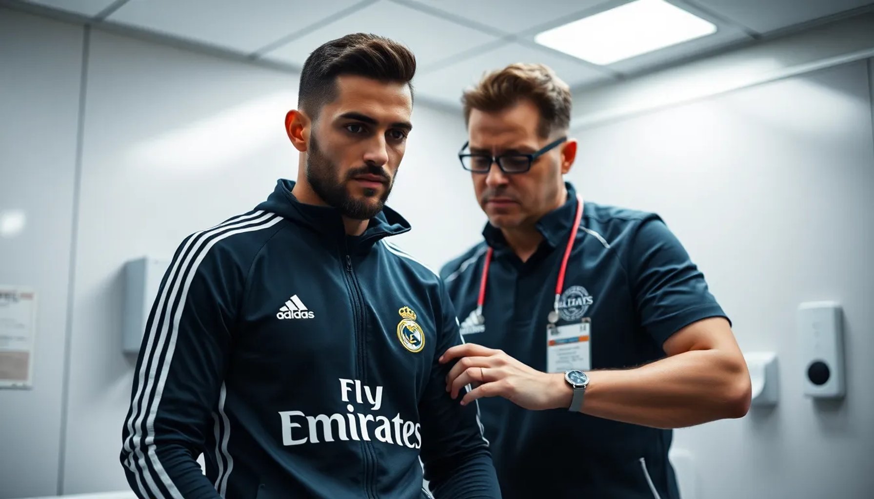 Federico Valverde recibiendo tratamiento médico en el vestuario del Real Madrid