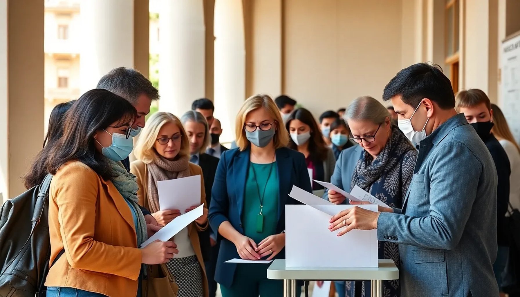 Candidatos de distintas formaciones políticas votando en una urna electoral en Sevilla durante las elecciones autonómicas de Andalucía 2026