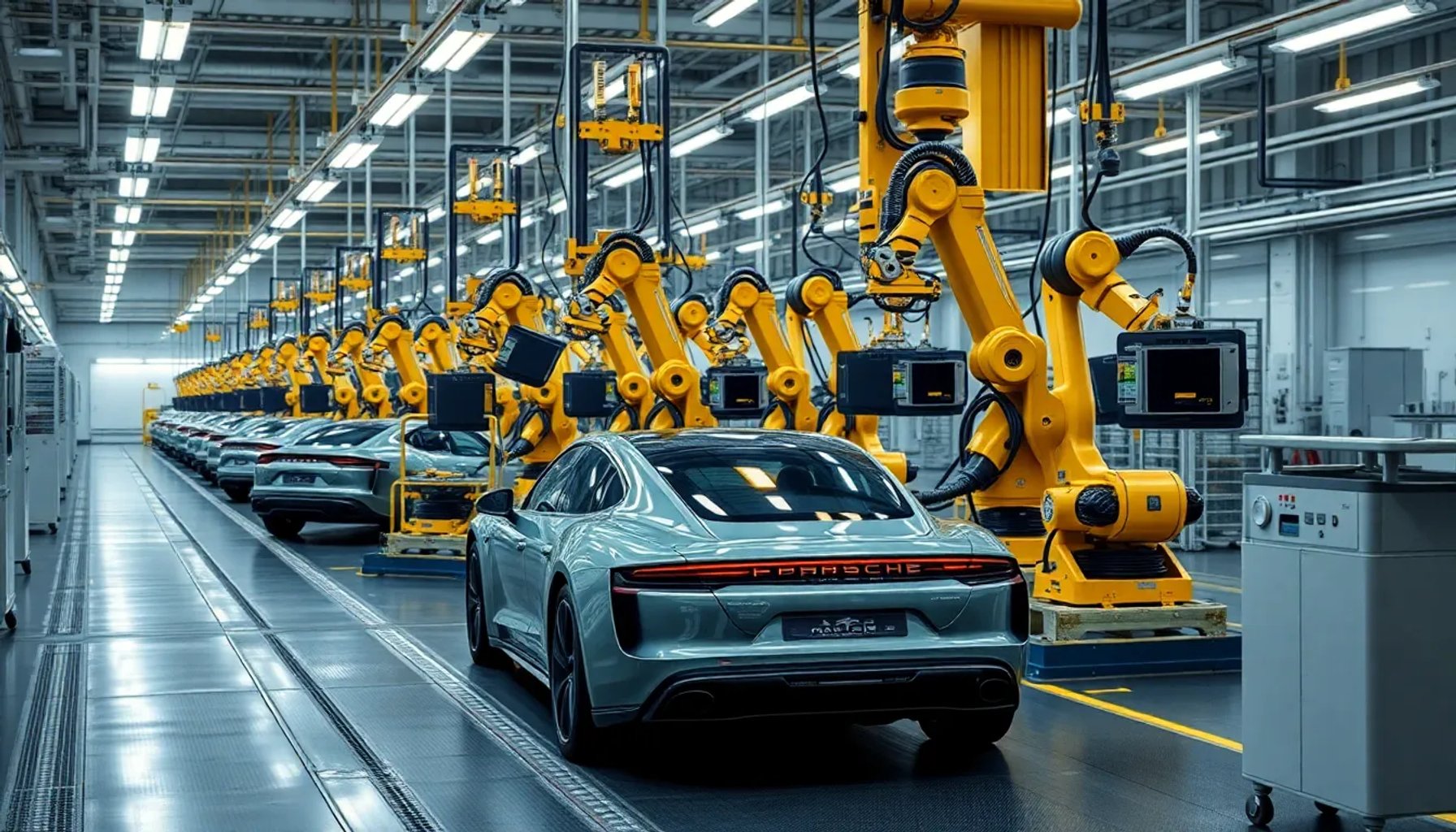 Fábrica de Porsche en Alemania con la línea de ensamblaje del Taycan detenida
