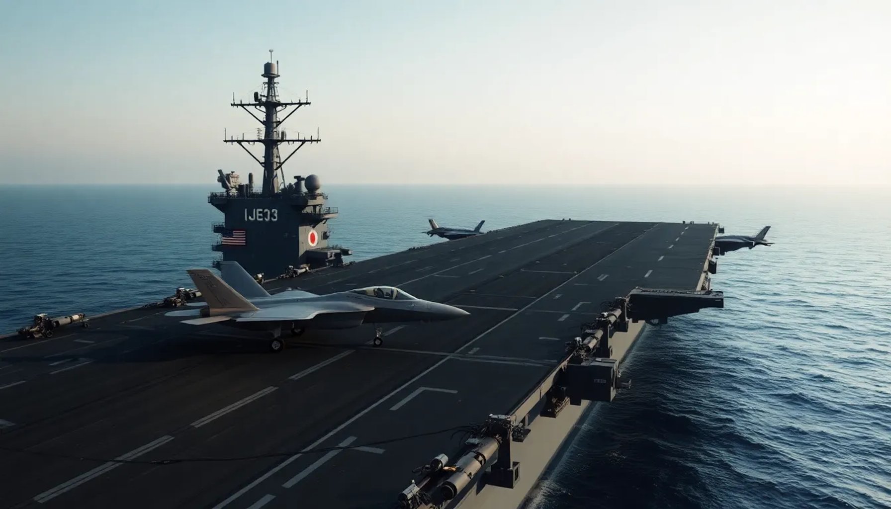 Portaaviones japonés Kaga con aviones F-35B en cubierta durante ejercicio conjunto
