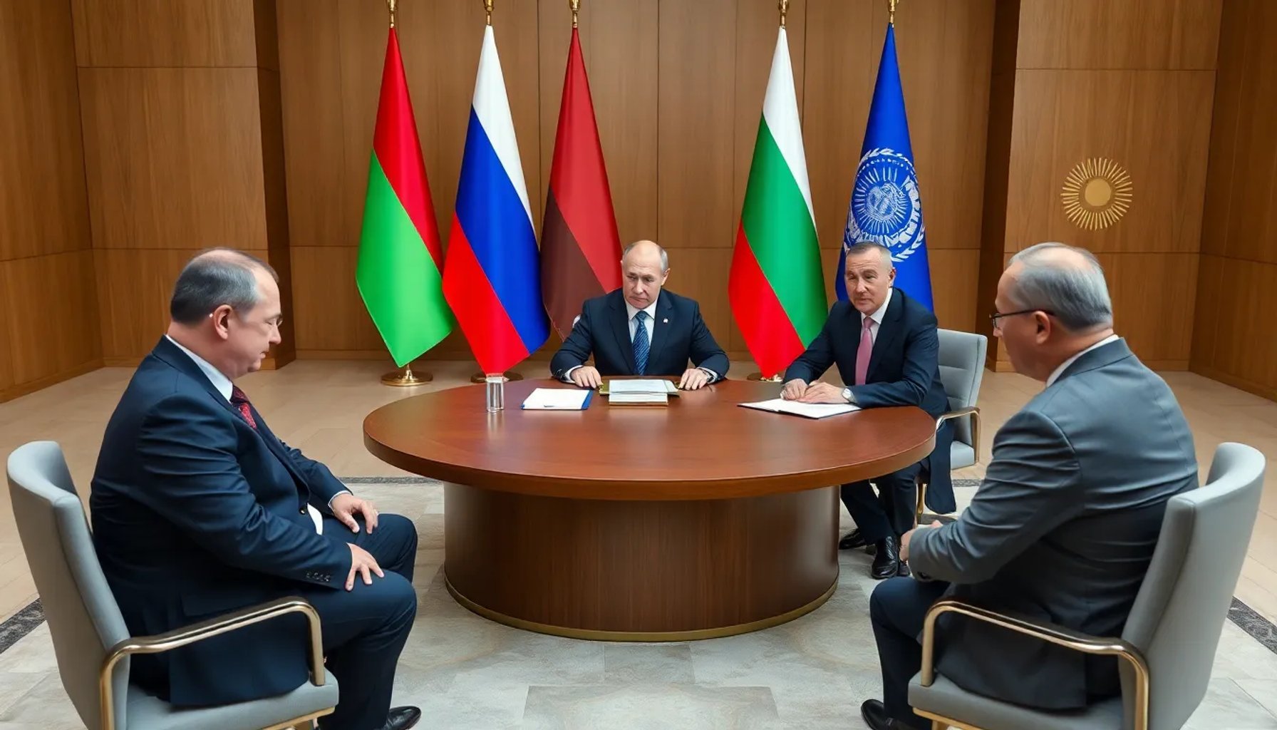 Vladimir Putin con líderes de Bielorrusia, Kazajistán y Kirguistán presionando a Armenia en una reunión oficial