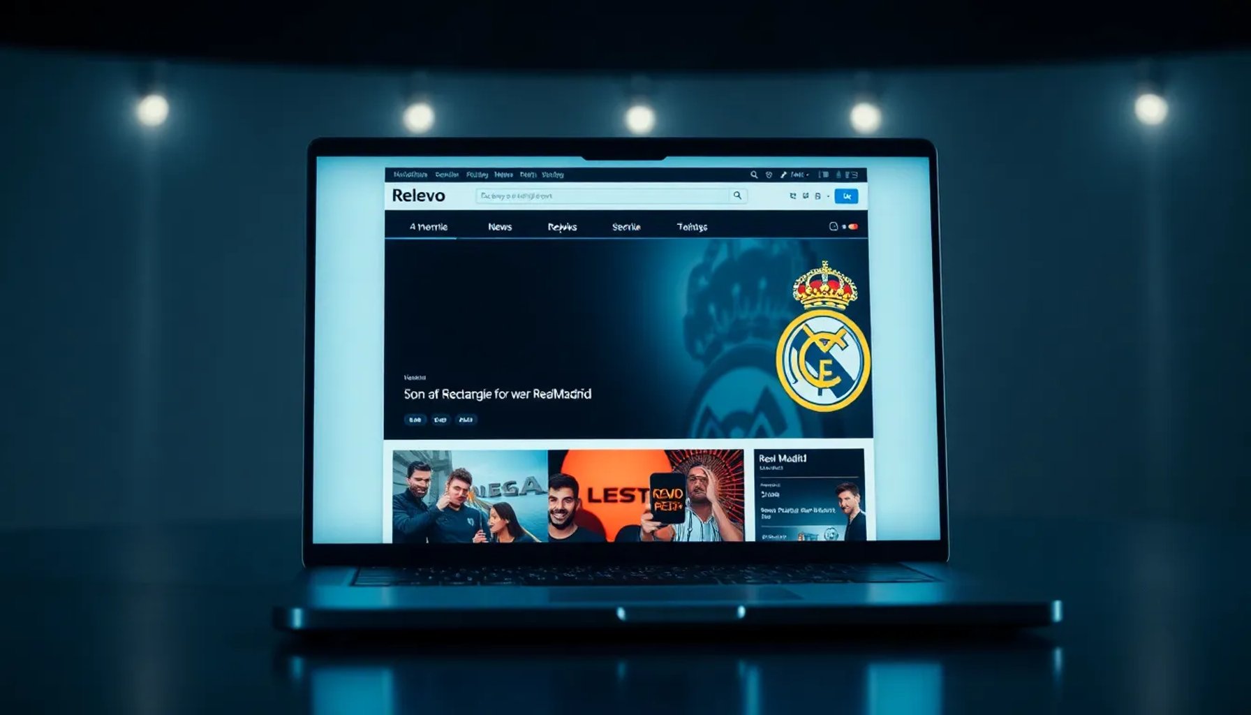 Portada que muestra el logo de Relevo y el escudo del Real Madrid en contraste