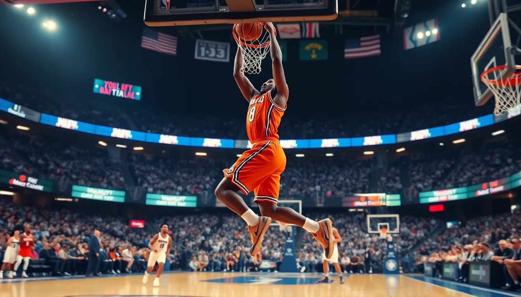 Victor Wembanyama realizando un mate sobre un defensor del Thunder durante la doble prórroga del partido entre Spurs y Thunder