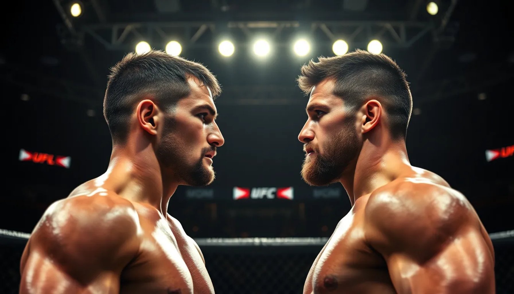 Aleksandar Volkov y Jack Aspinall frente a frente en el octágono, listos para pelear por el cinturón de la UFC