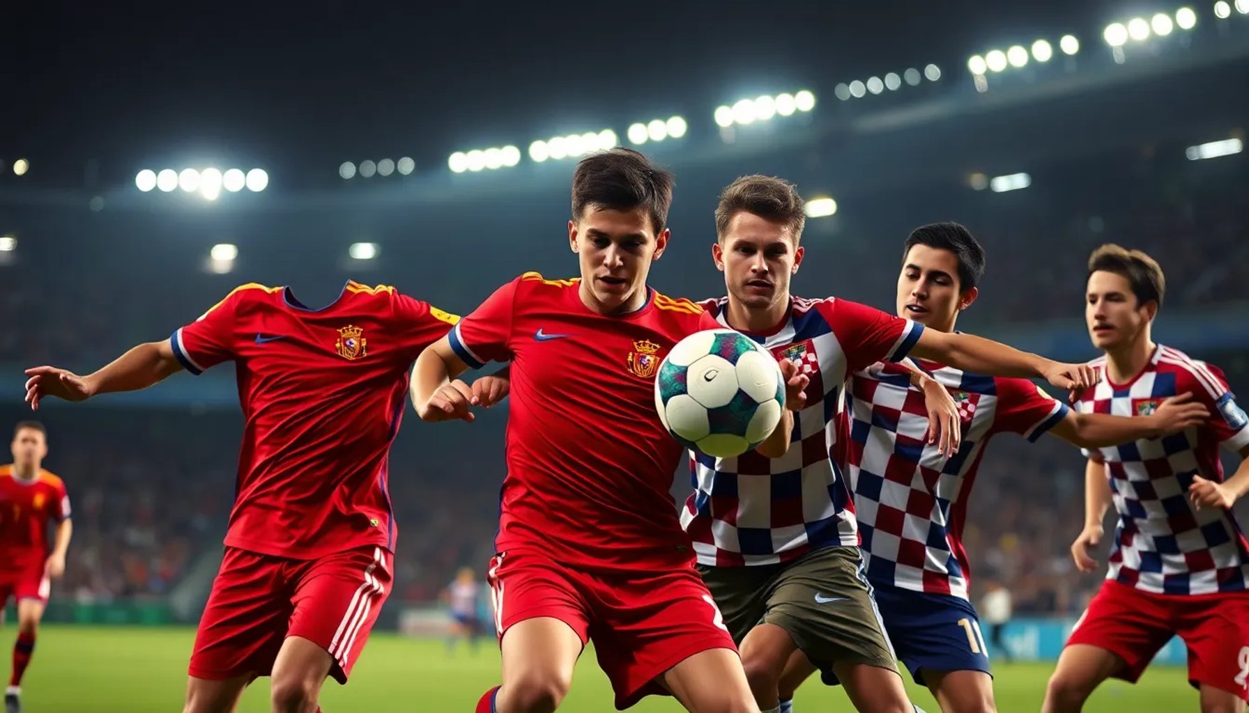 Jugadores de la selección española sub-17 celebrando tras clasificar a semifinales pese a la derrota ante Croacia