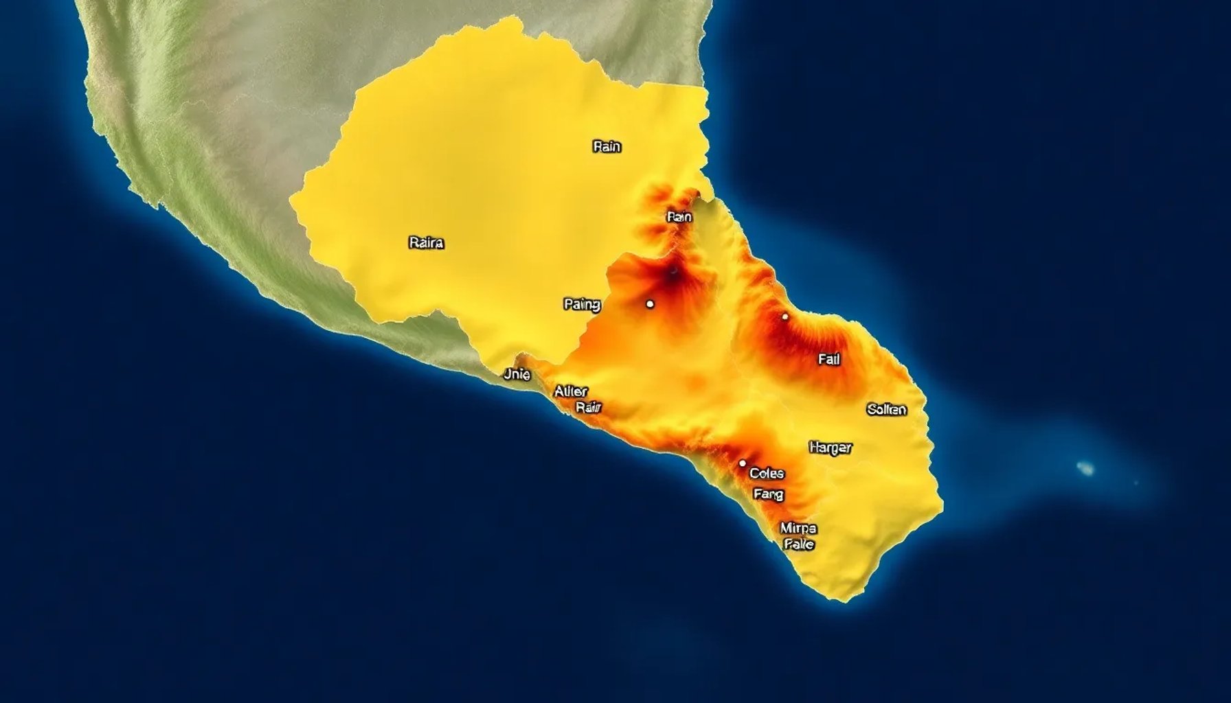 Mapa de Argentina mostrando las provincias con pronóstico de lluvia y temperaturas frescas para los próximos días