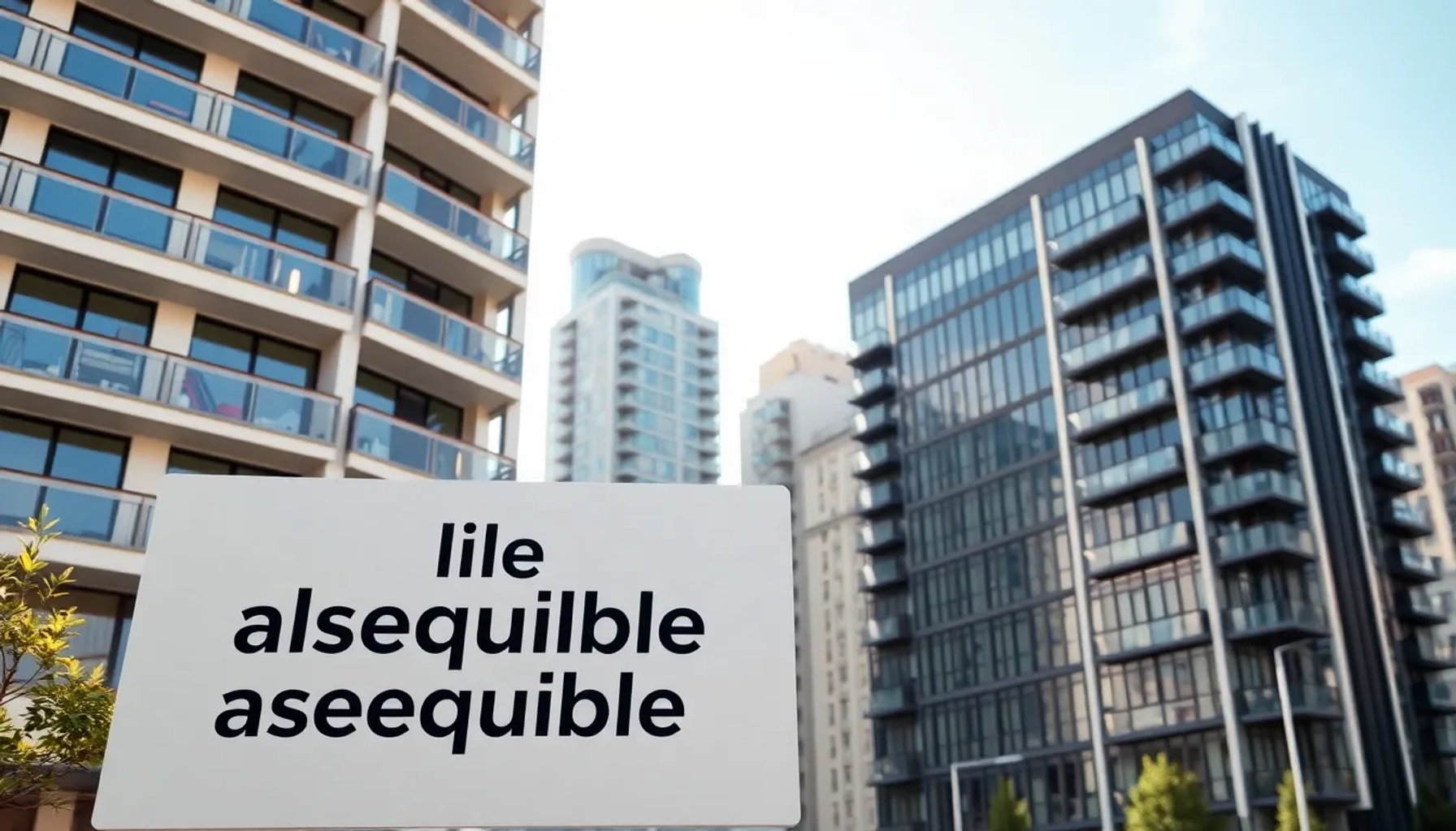Edificio de lujo en Madrid con letrero de alquiler asequible, simbolizando la contradicción entre precios altos y contratos falsos