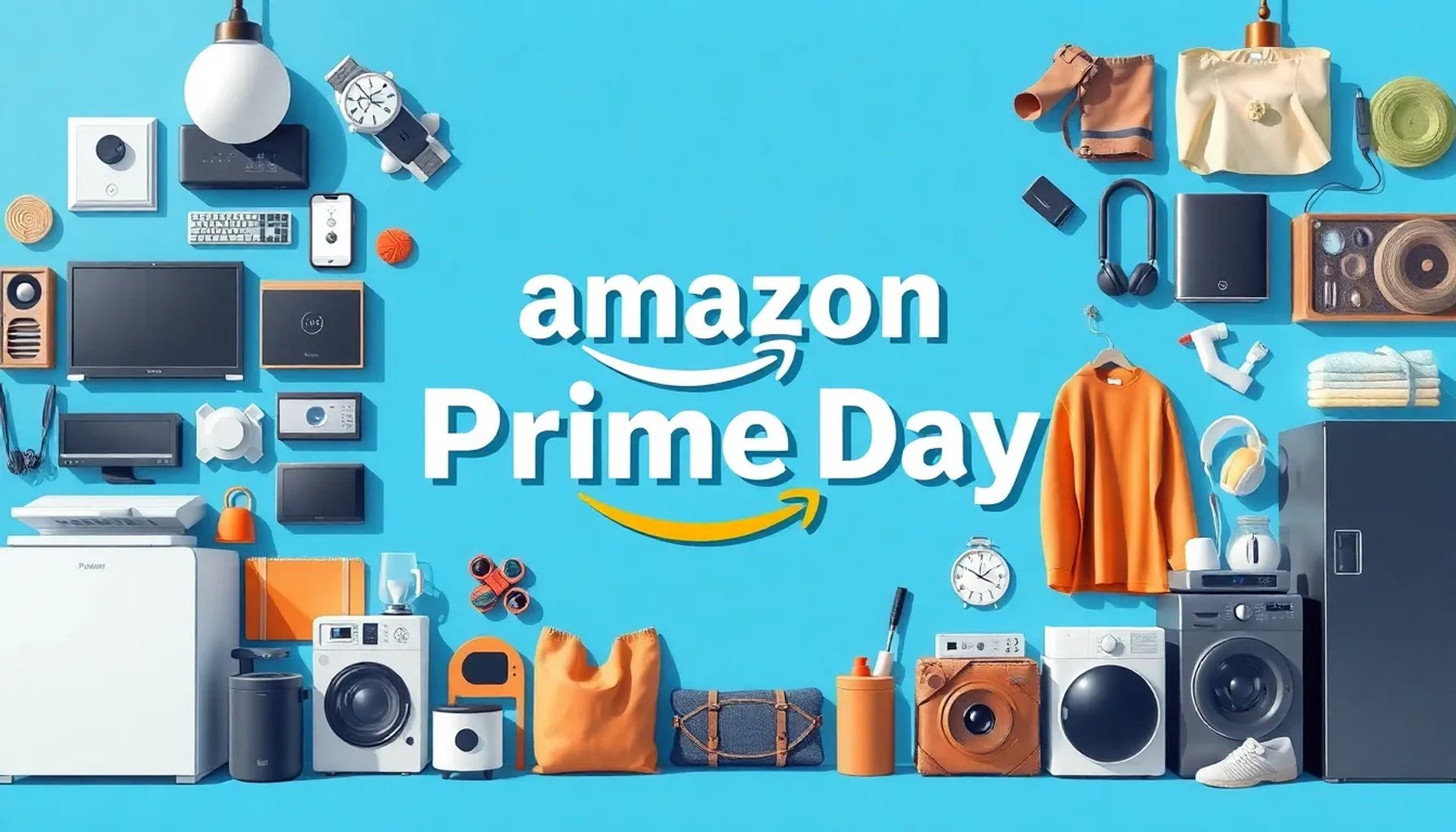 Imagen hero de Amazon Prime Day mostrando productos de tecnología, hogar y moda en oferta