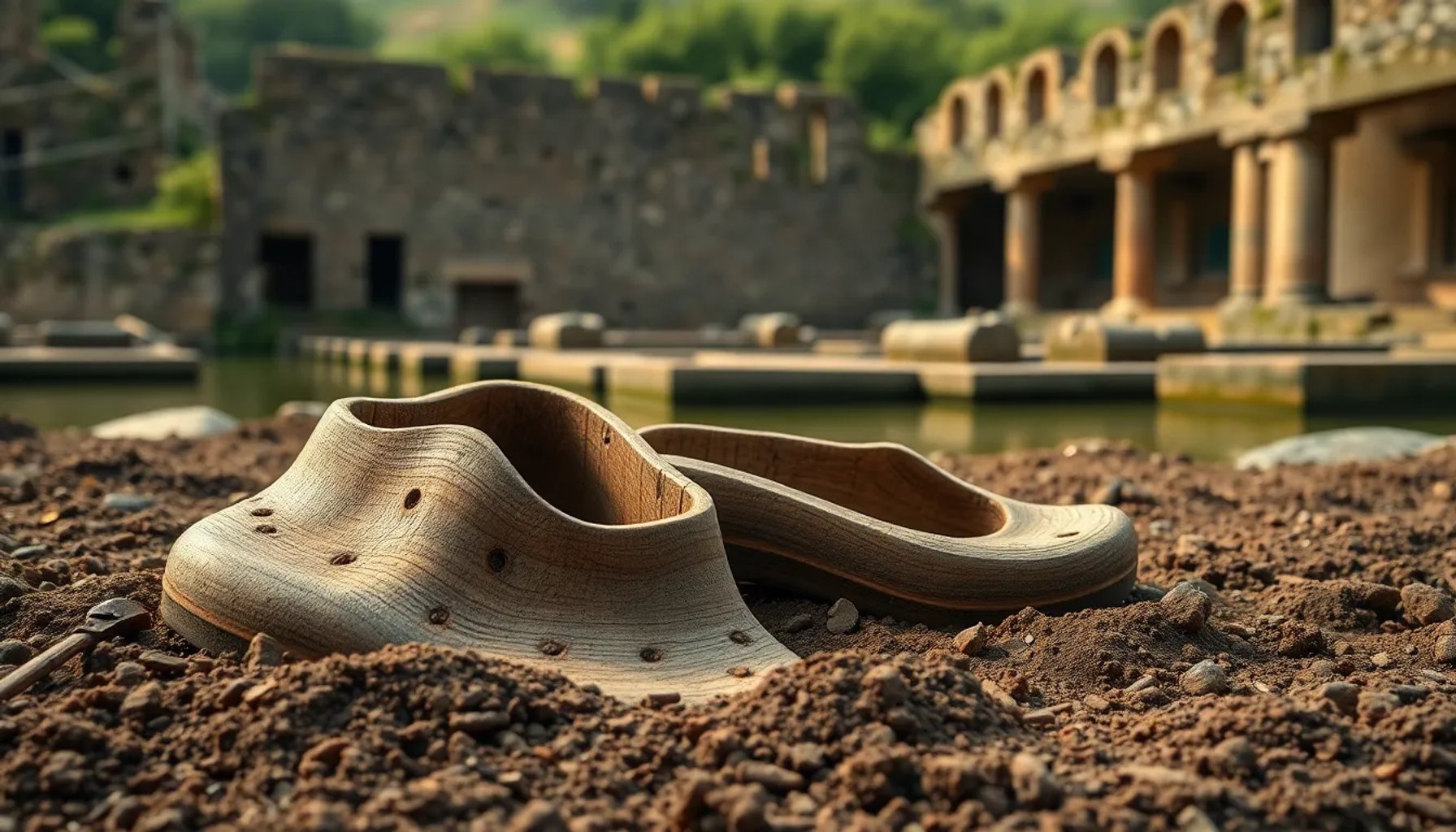 Zuecos de madera de 1.800 años encontrados en las termas romanas de Vindolanda