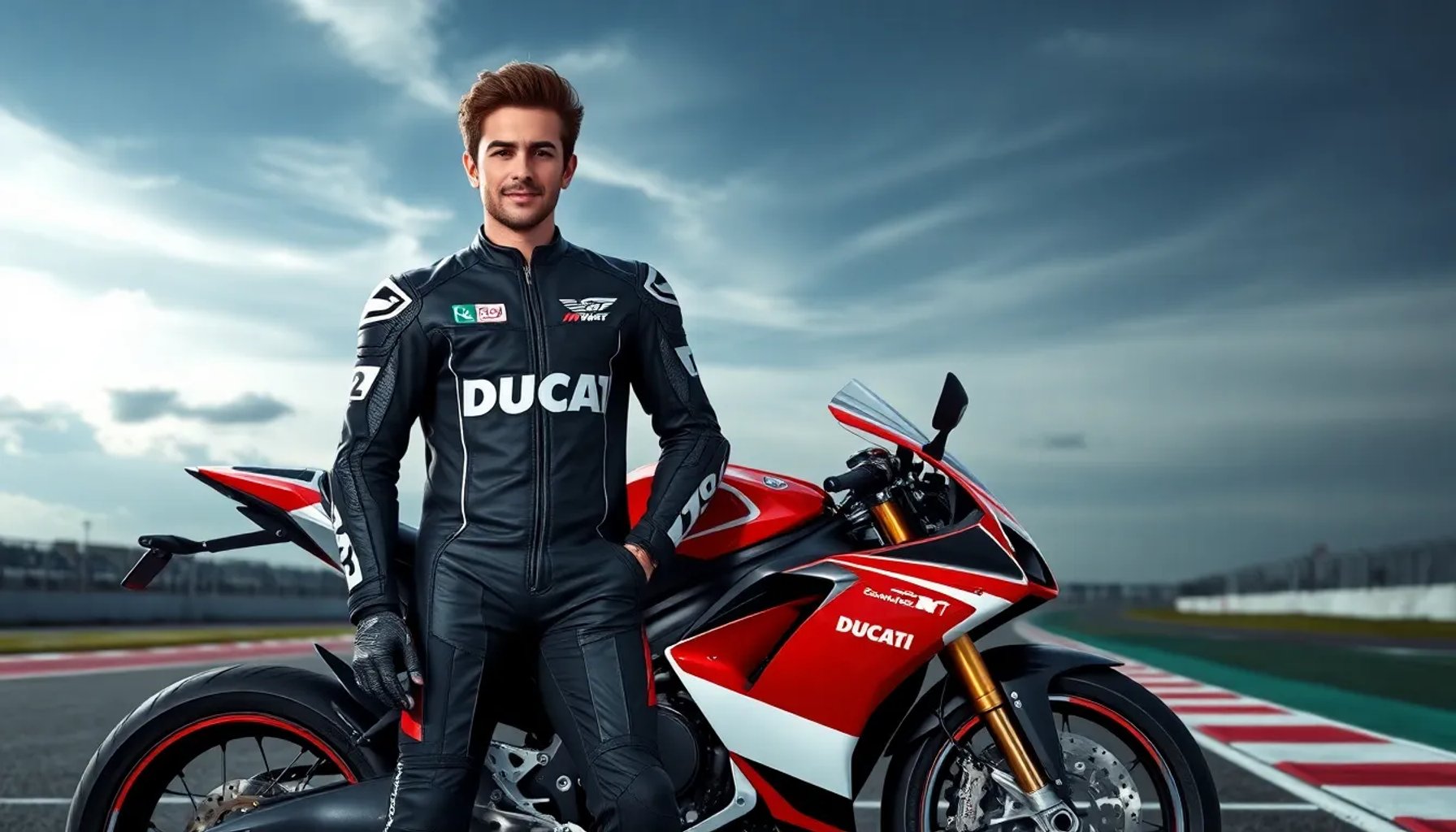 Francesco Bagnaia en su Ducati Desmosedici GP23, mirando al horizonte antes de la carrera