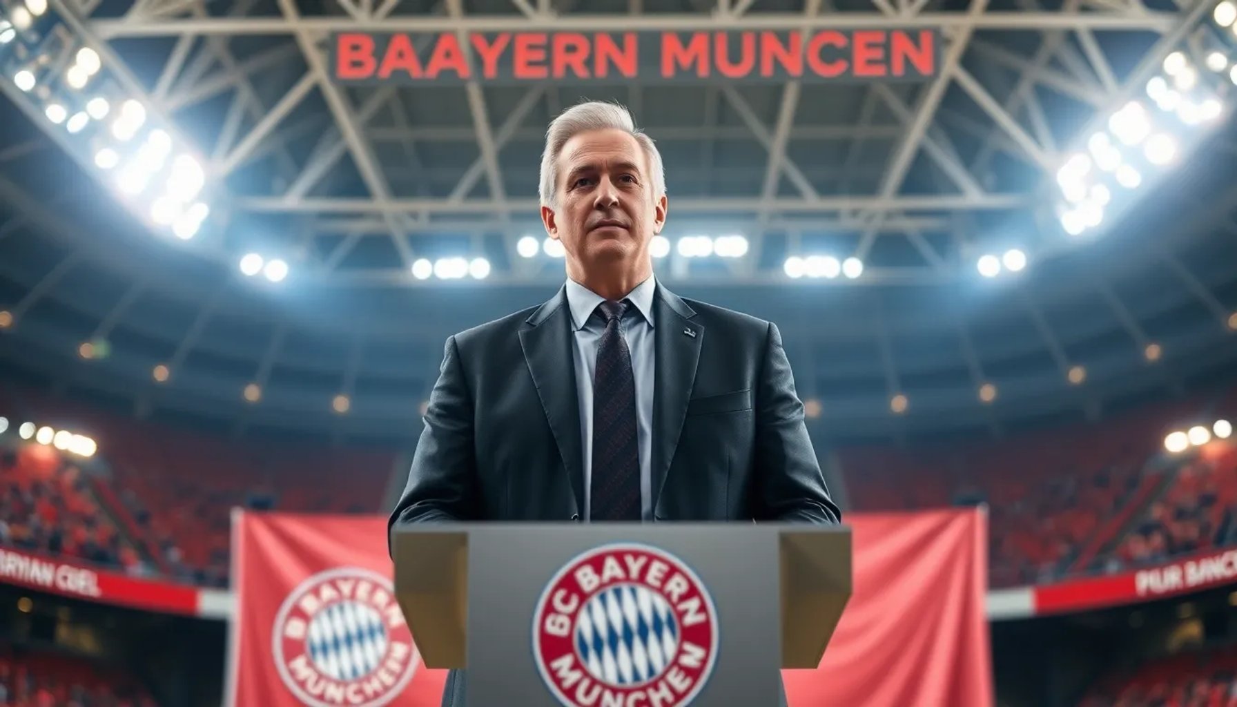 Herbert Hainer, presidente del Bayern, hablando en una rueda de prensa sobre Michael Olise