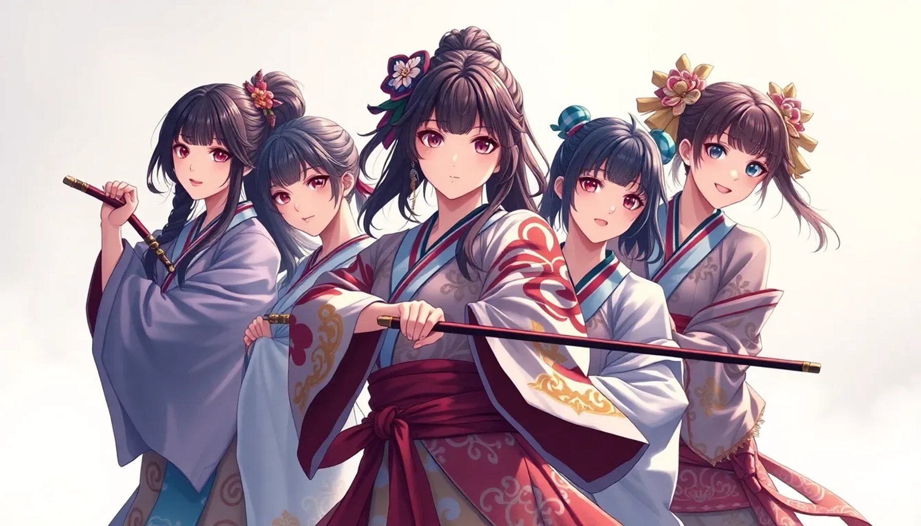 Ilustración de las Guerreras K‑pop convertidas en personajes estilo Demon Slayer