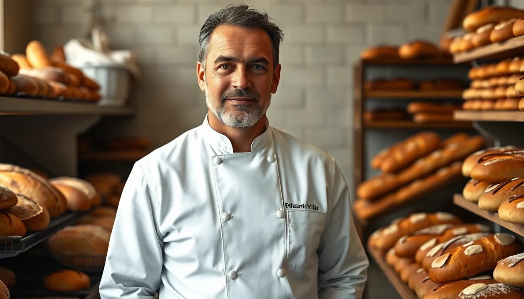 Eduardo Villar, presidente de la Confederación de Panaderos y Pasteleros de La Rioja, frente a una mesa de trabajo