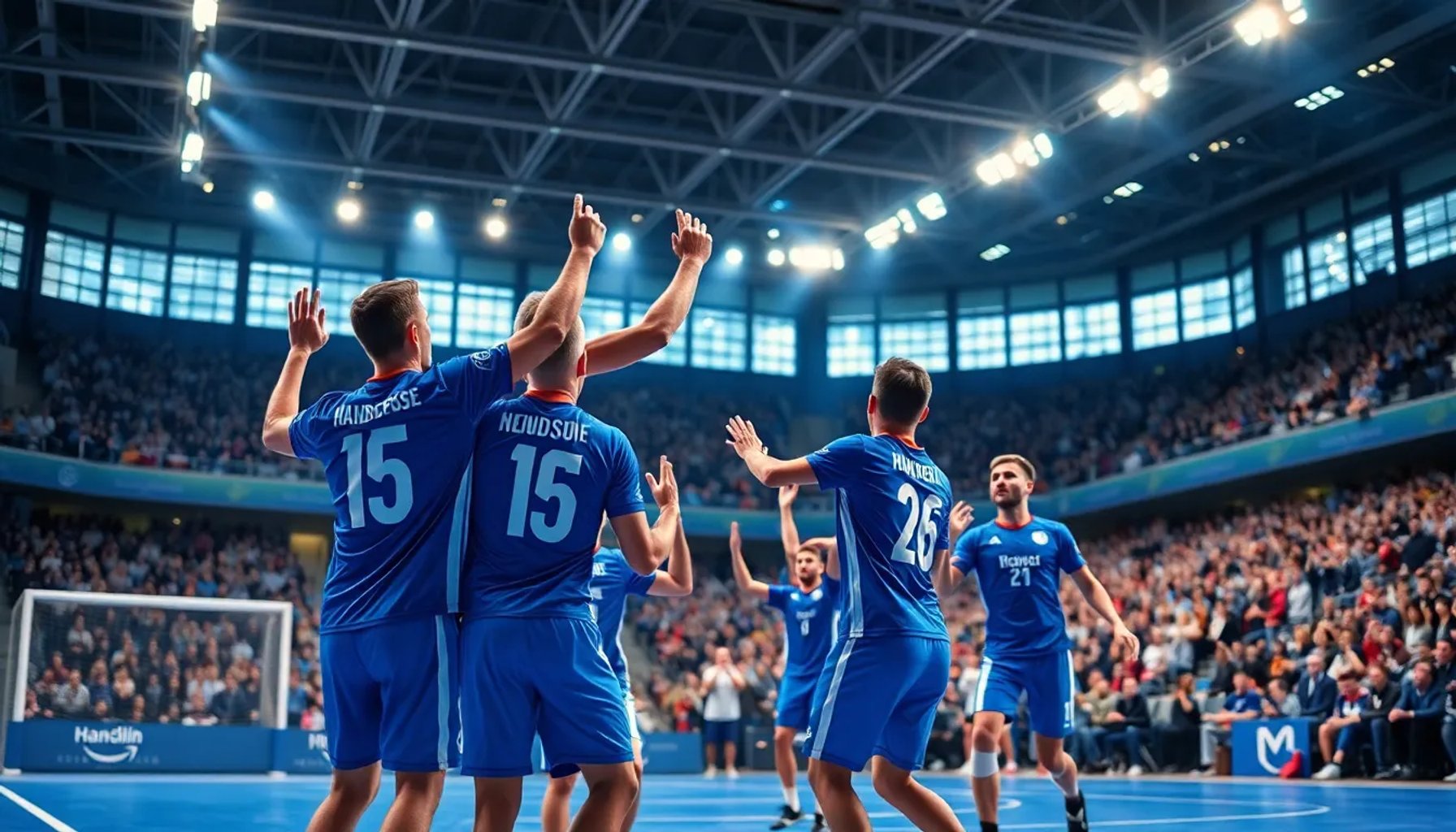 Jugadores del Füchse Berlín celebrando su victoria contra el Magdeburg en la semifinal de la Champions League