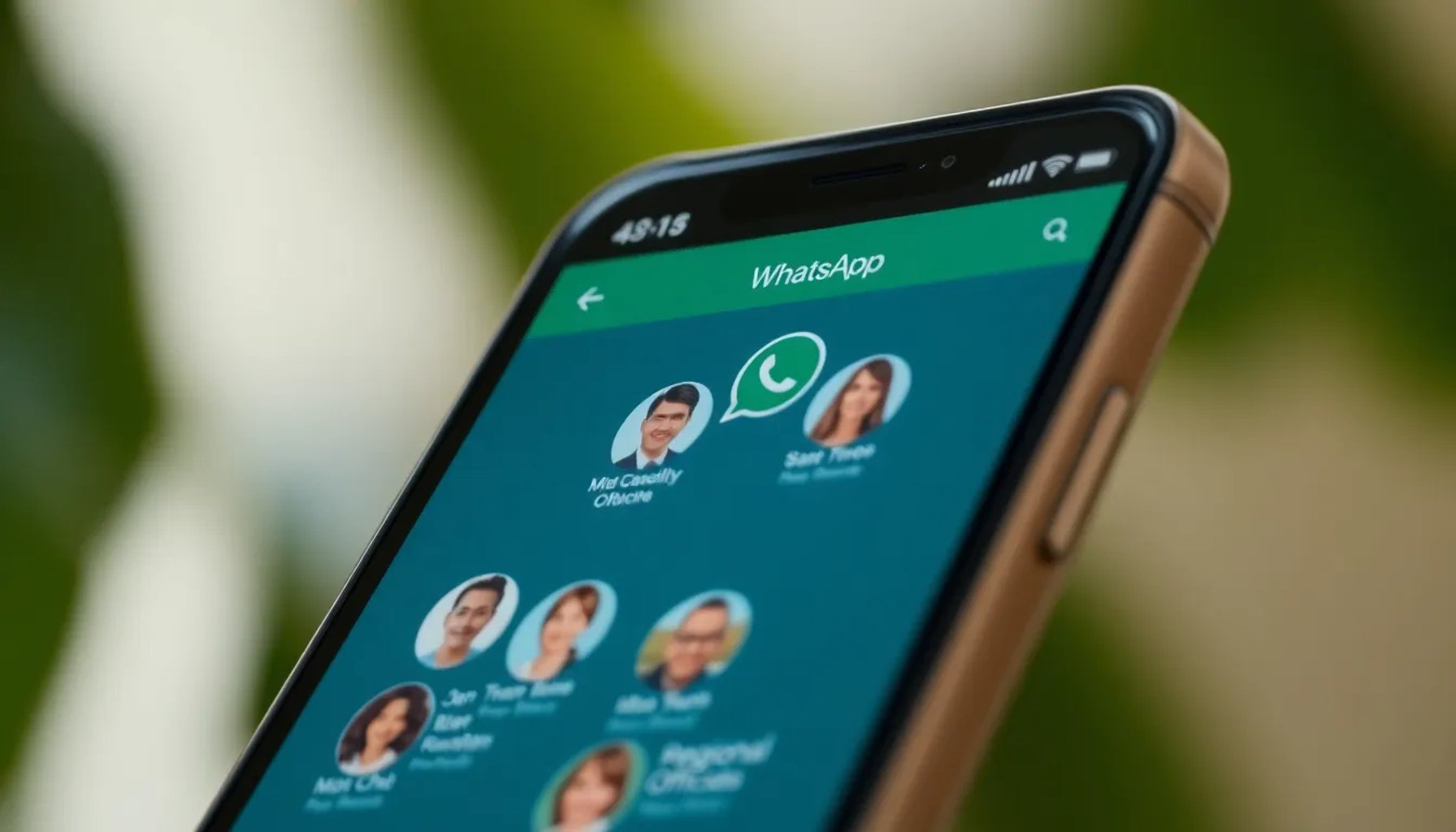 Teléfono móvil mostrando la pantalla de un grupo de WhatsApp con varios consellers visible