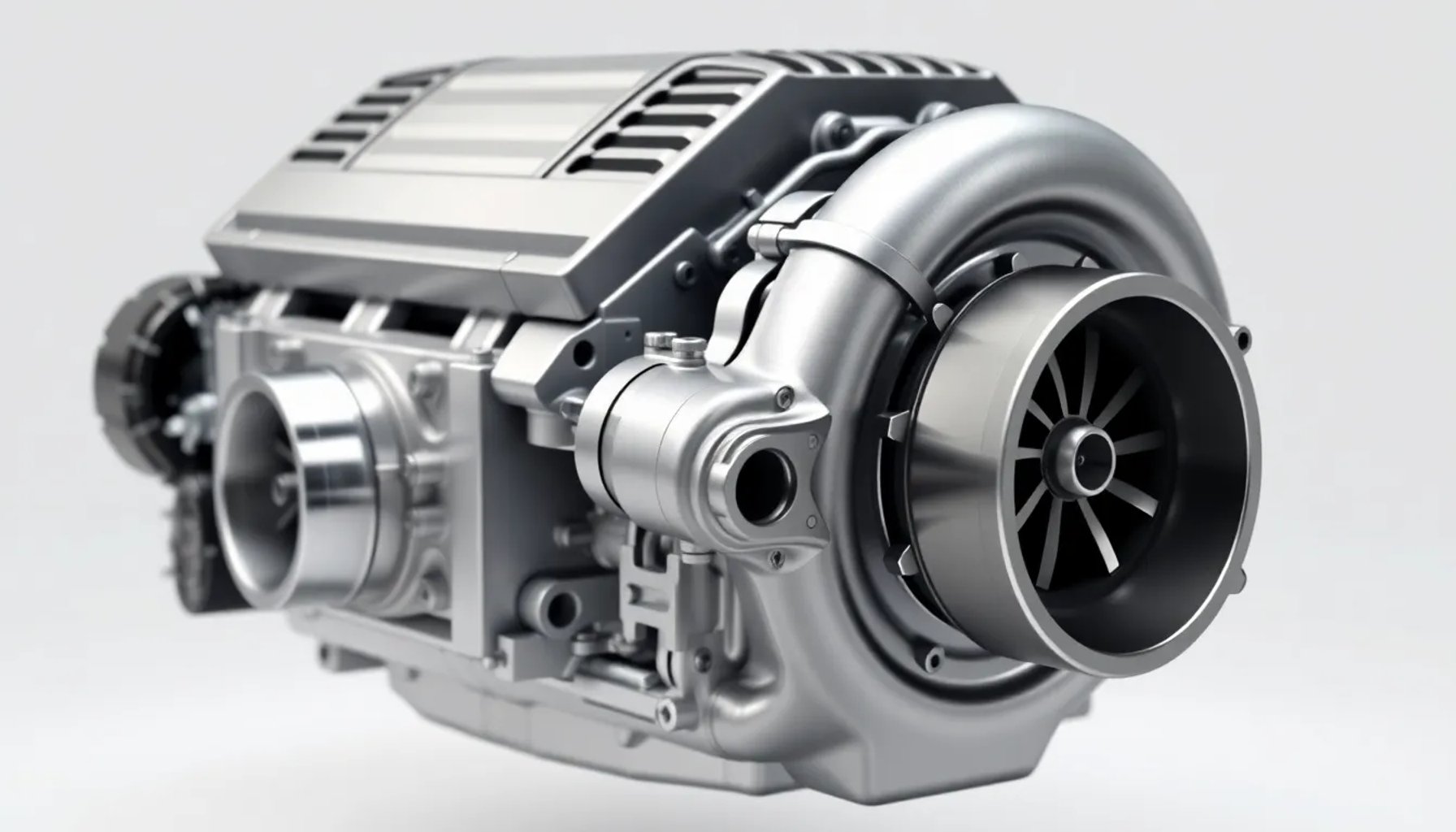 Nuevo motor Turbo 100 de Stellantis, vista lateral con detalle de turbocompresor y bloque de aluminio