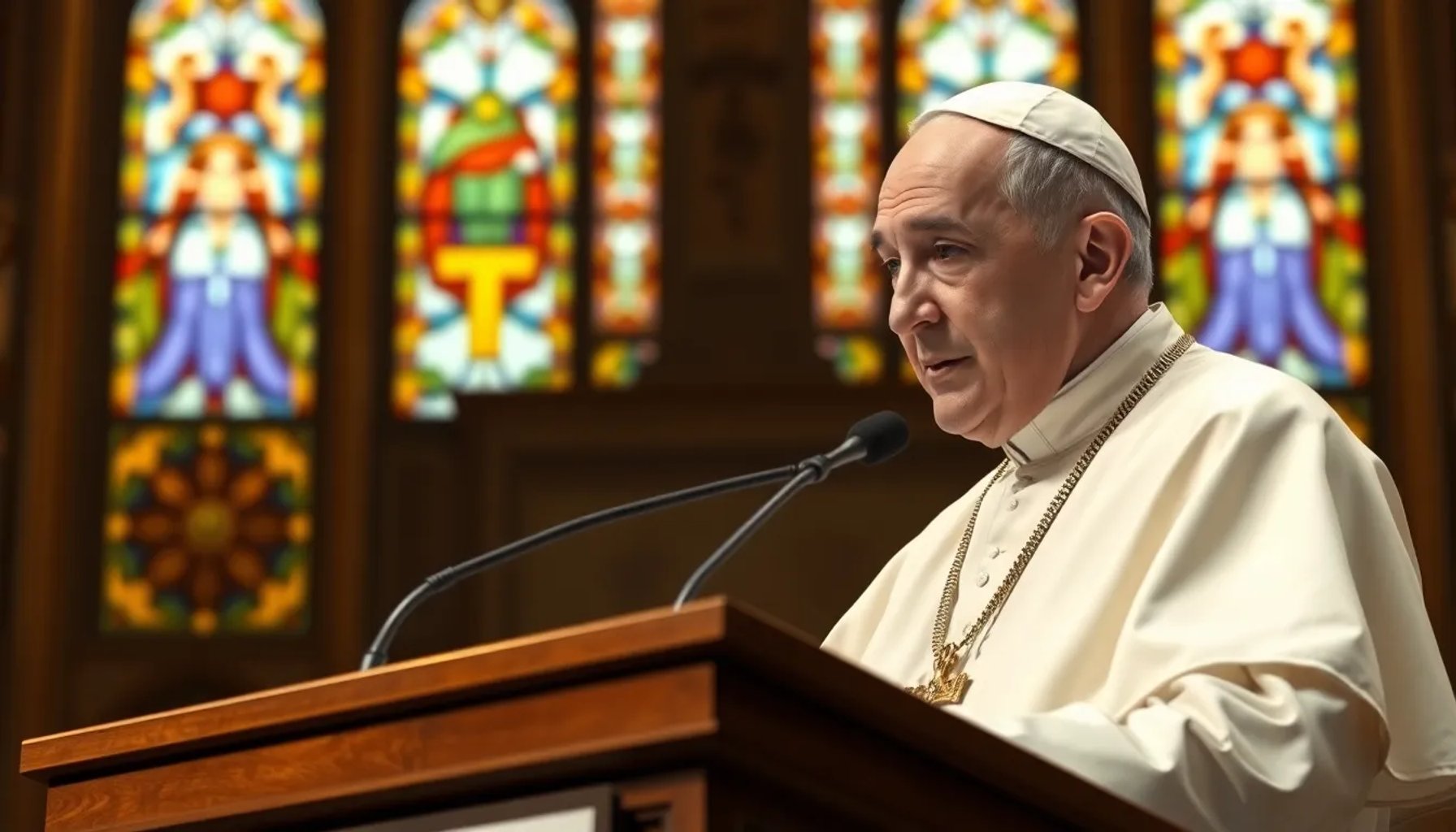 El Papa Francisco hablando sobre la felicidad y la fe, rodeado de fieles