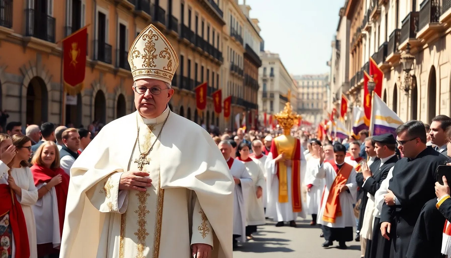 El Papa León XIV lidera la procesión del Corpus Christi en la calle Mayor de Madrid