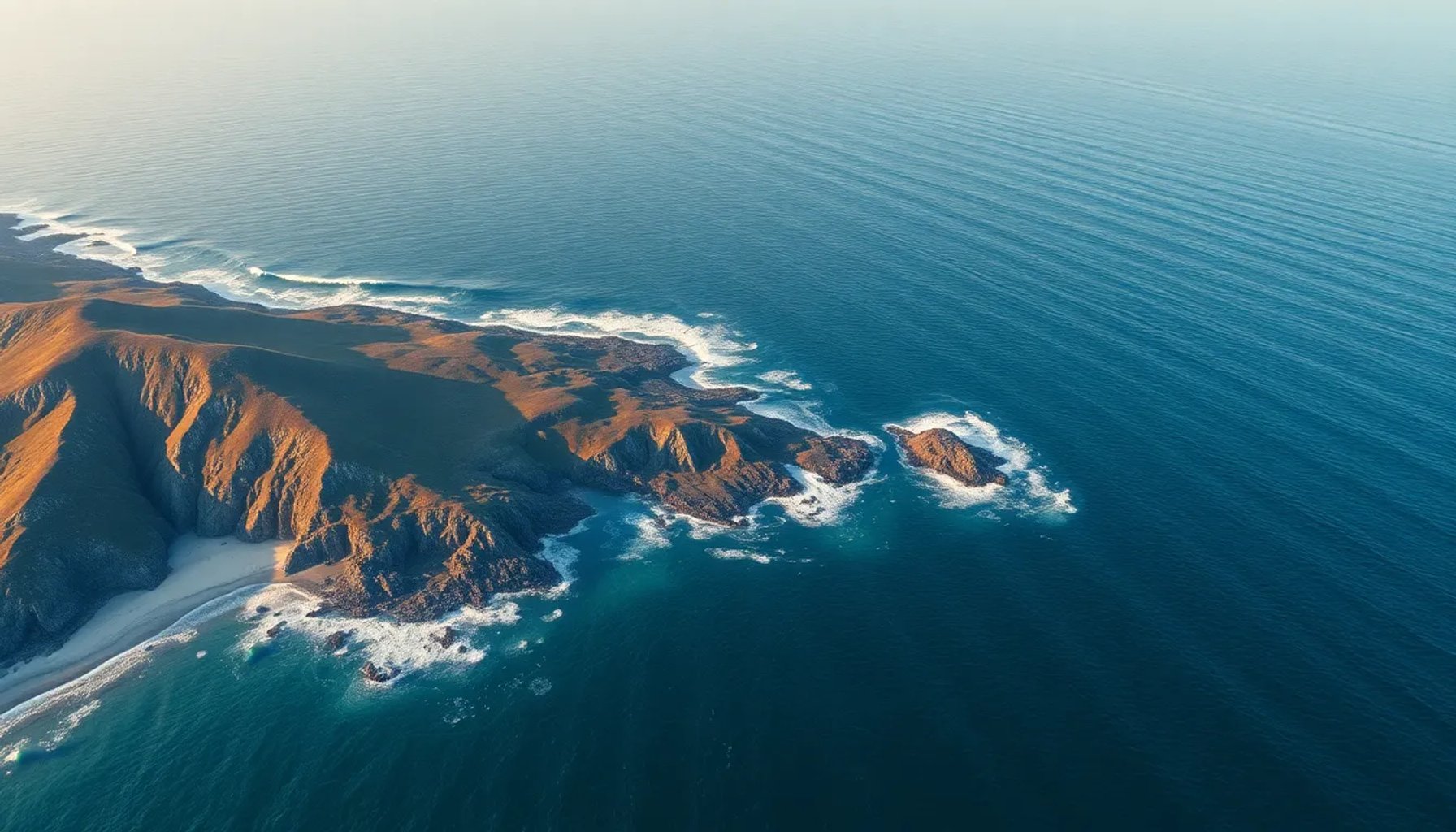 Vista aérea del litoral de Miyagi, Japón, con el océano y la costa marcados tras el tsunami de 2011