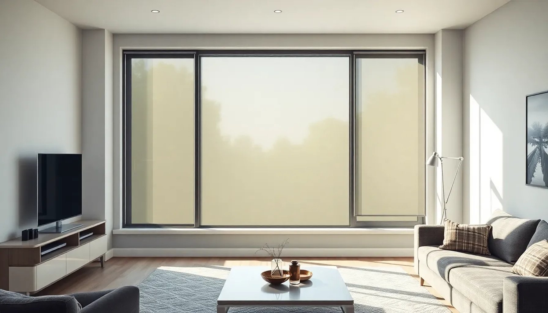 Estor térmico de Lidl colgado en una ventana, reflejando la luz solar y reduciendo el calor interior